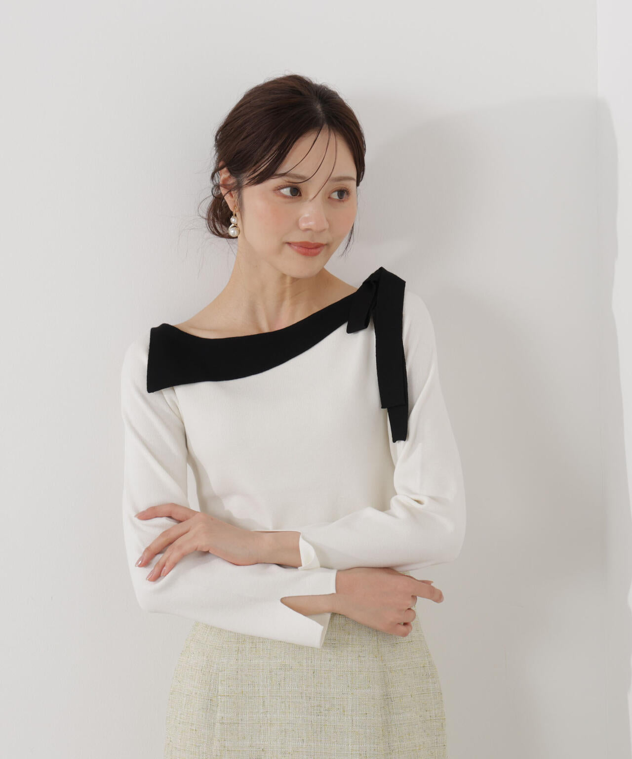 サイドリボン総針ニット【ブルー：official site・有楽町マルイ限定】