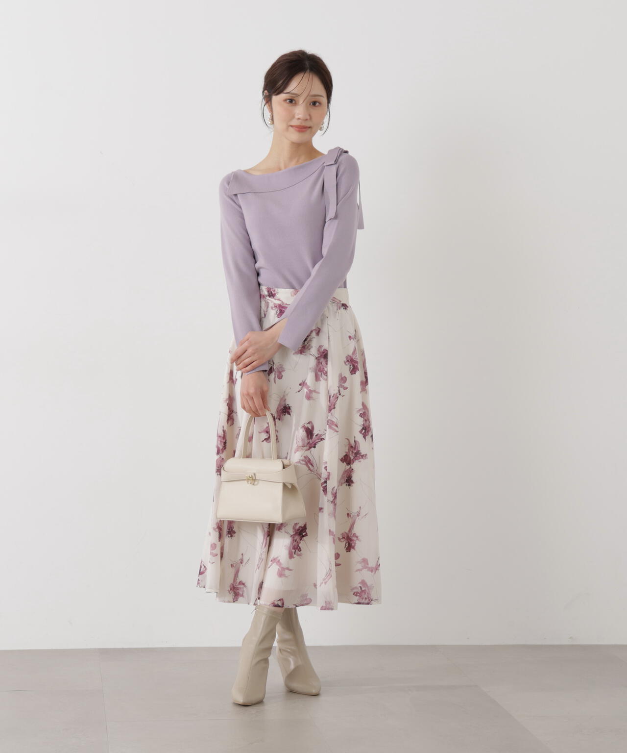 サイドリボン総針ニット【ブルー：official site・有楽町マルイ限定】