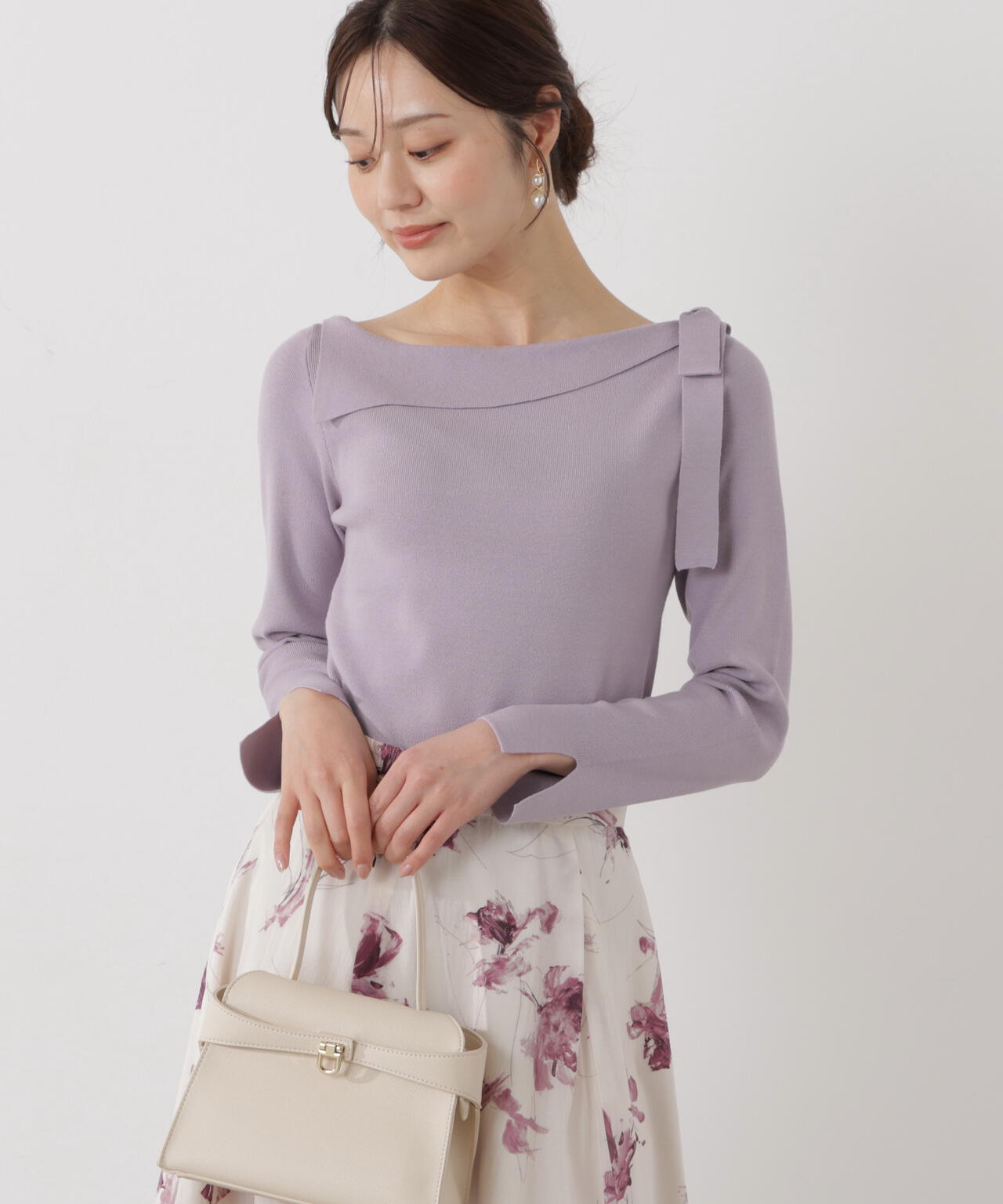 サイドリボン総針ニット【ブルー：official site・有楽町マルイ限定】