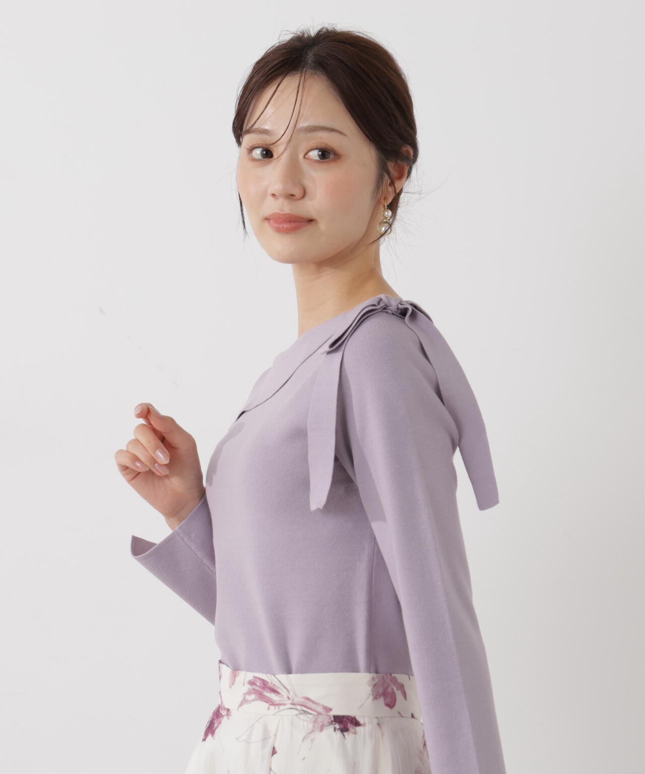 サイドリボン総針ニット【ブルー：official site・有楽町マルイ限定】