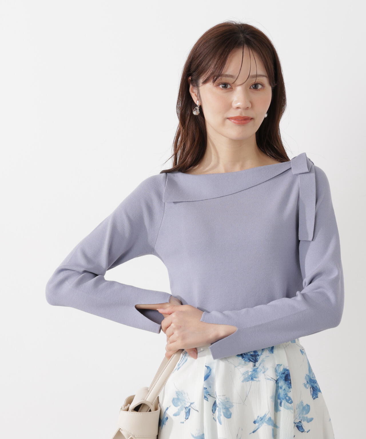 サイドリボン総針ニット【ブルー：official site・有楽町マルイ限定】