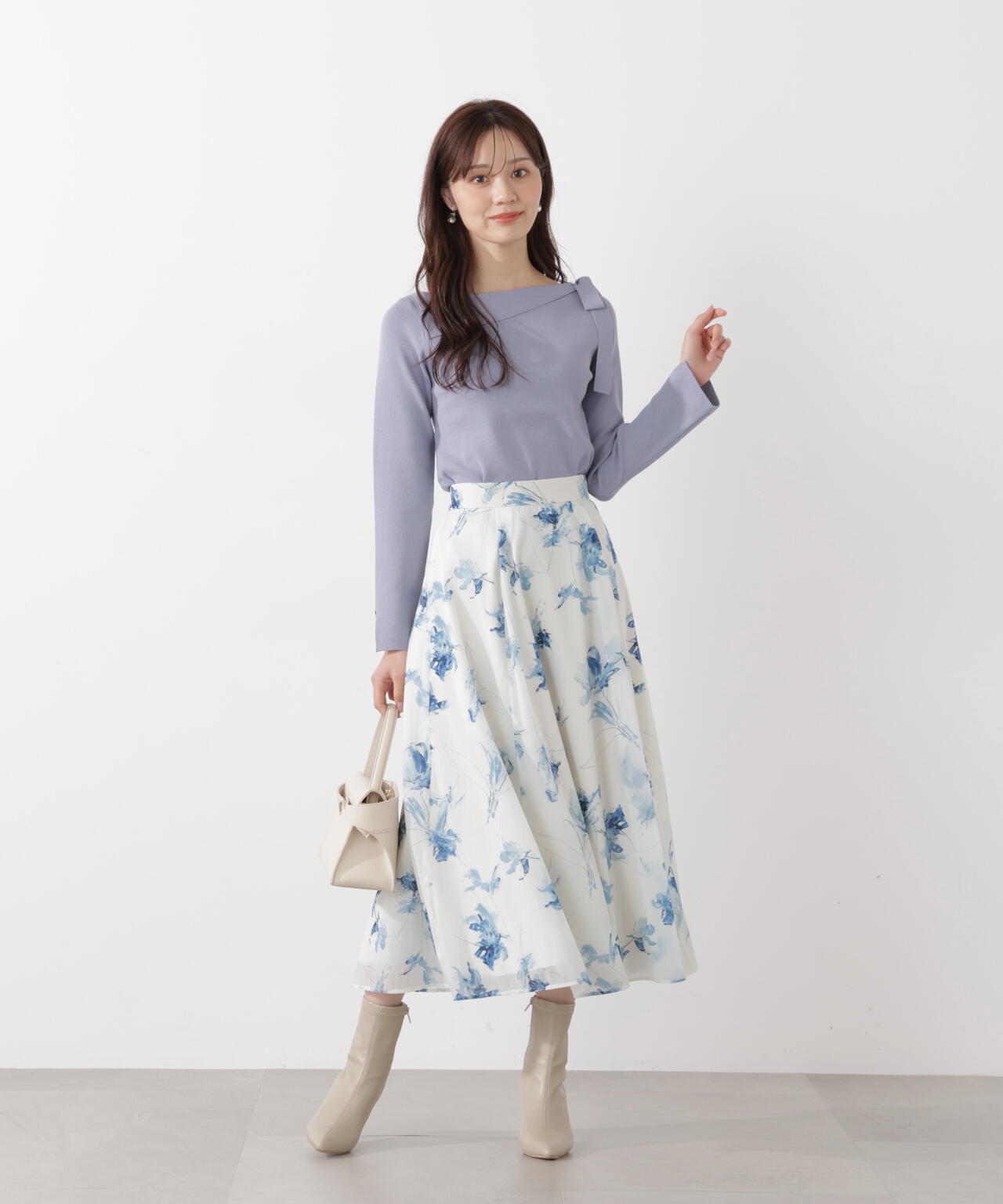 サイドリボン総針ニット【ブルー：official site・有楽町マルイ限定】