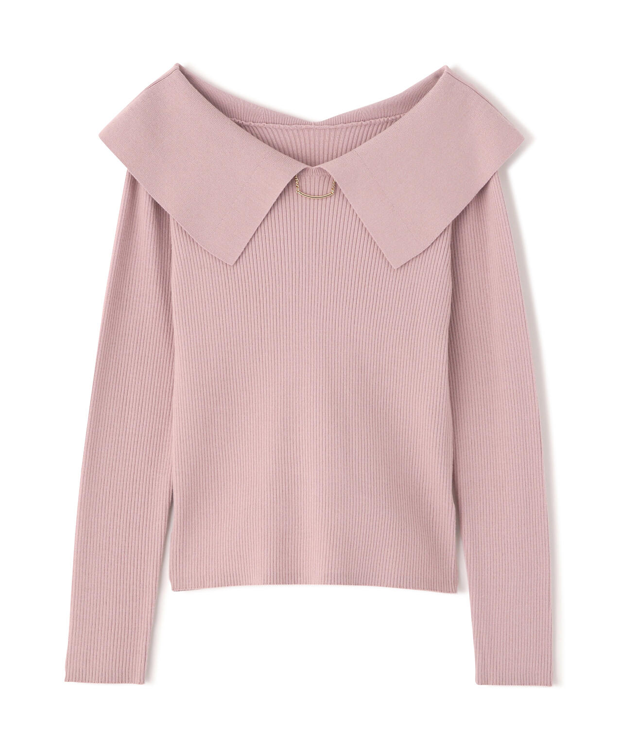 ＜ウォッシャブル/UV＞バー付きビッグ襟ニット