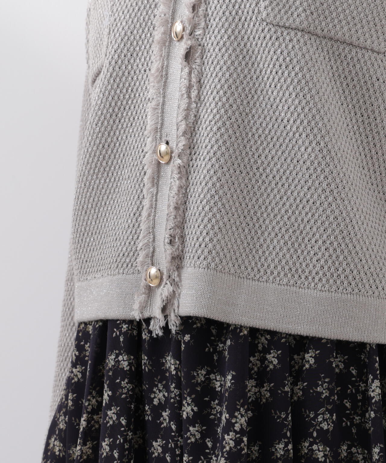 ラメ透かしニットジャケット