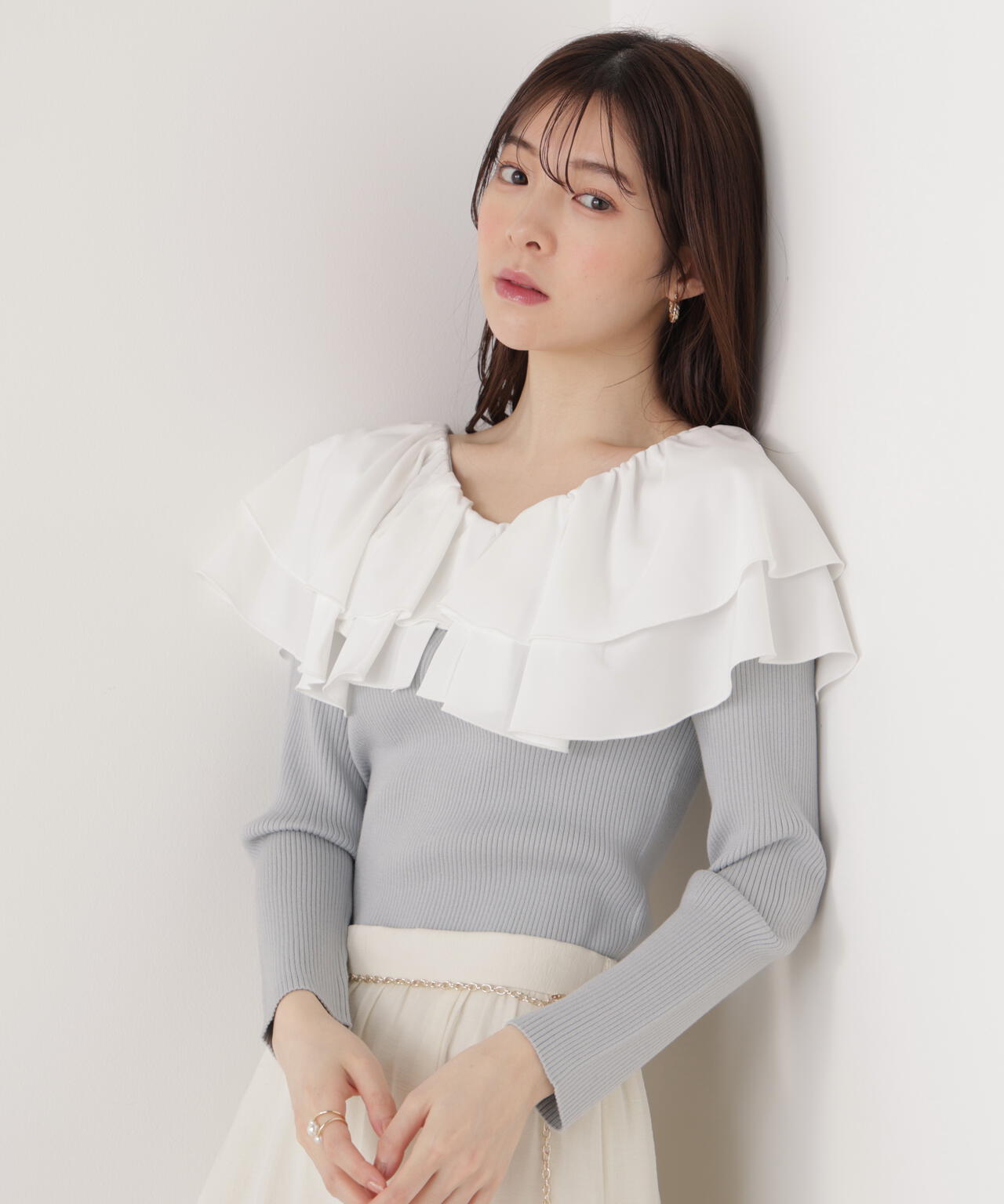 ボリュームラッフルニット【ピンク×ピンク：official site・一部店舗限定】