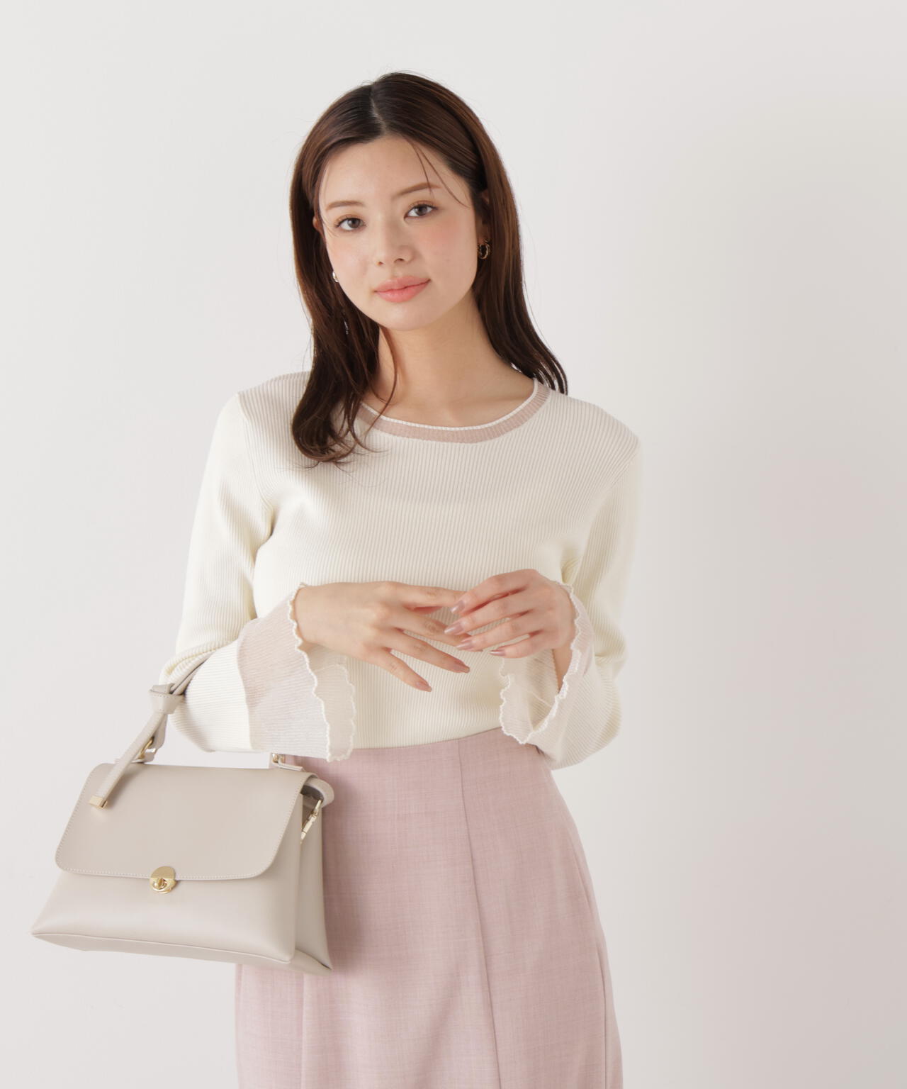 部分シアーフレアスリーブニットトップス | PROPORTION BODY DRESSING