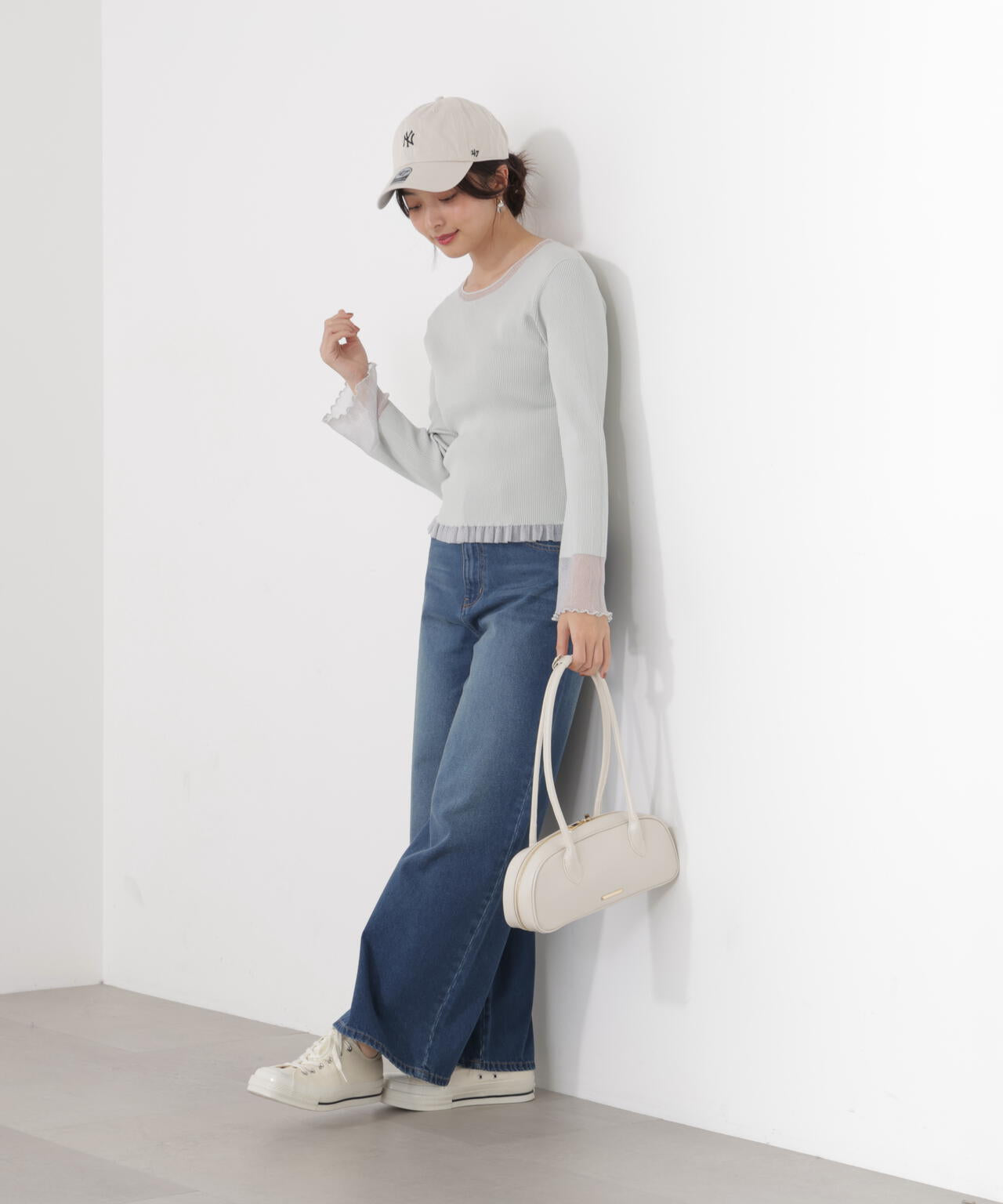 部分シアーフレアスリーブニットトップス | PROPORTION BODY DRESSING