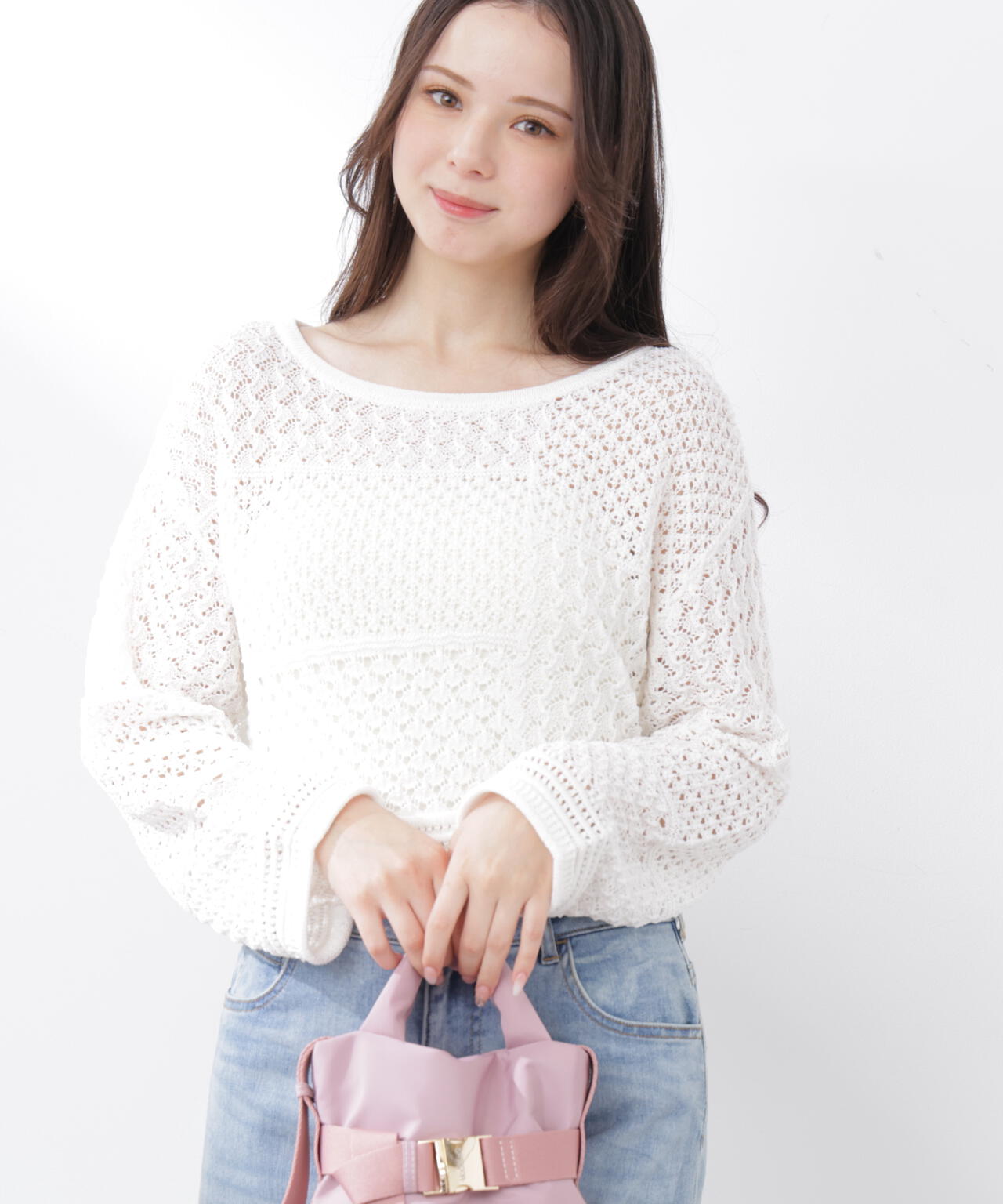 透かし編みボックスニット