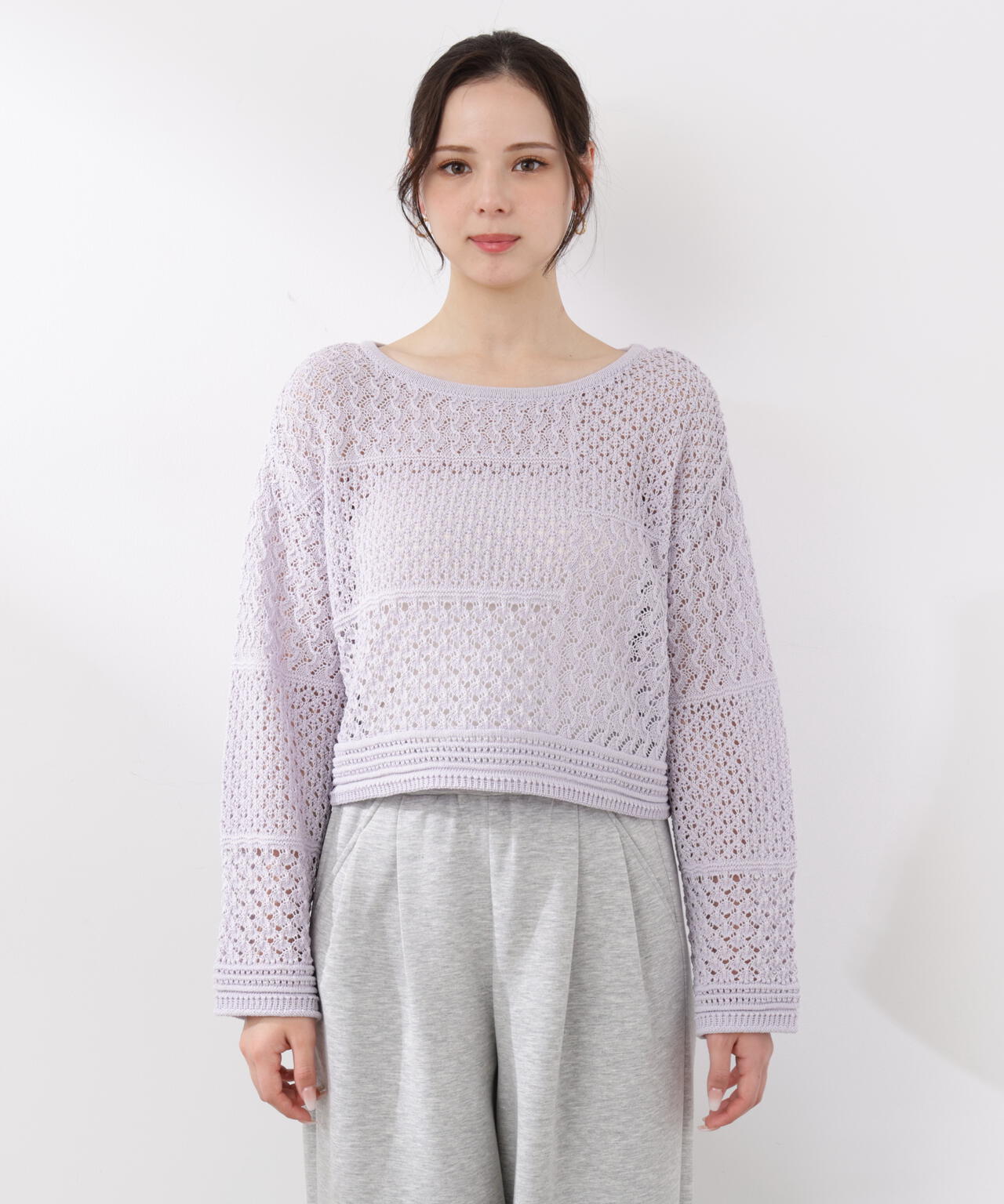 透かし編みボックスニット