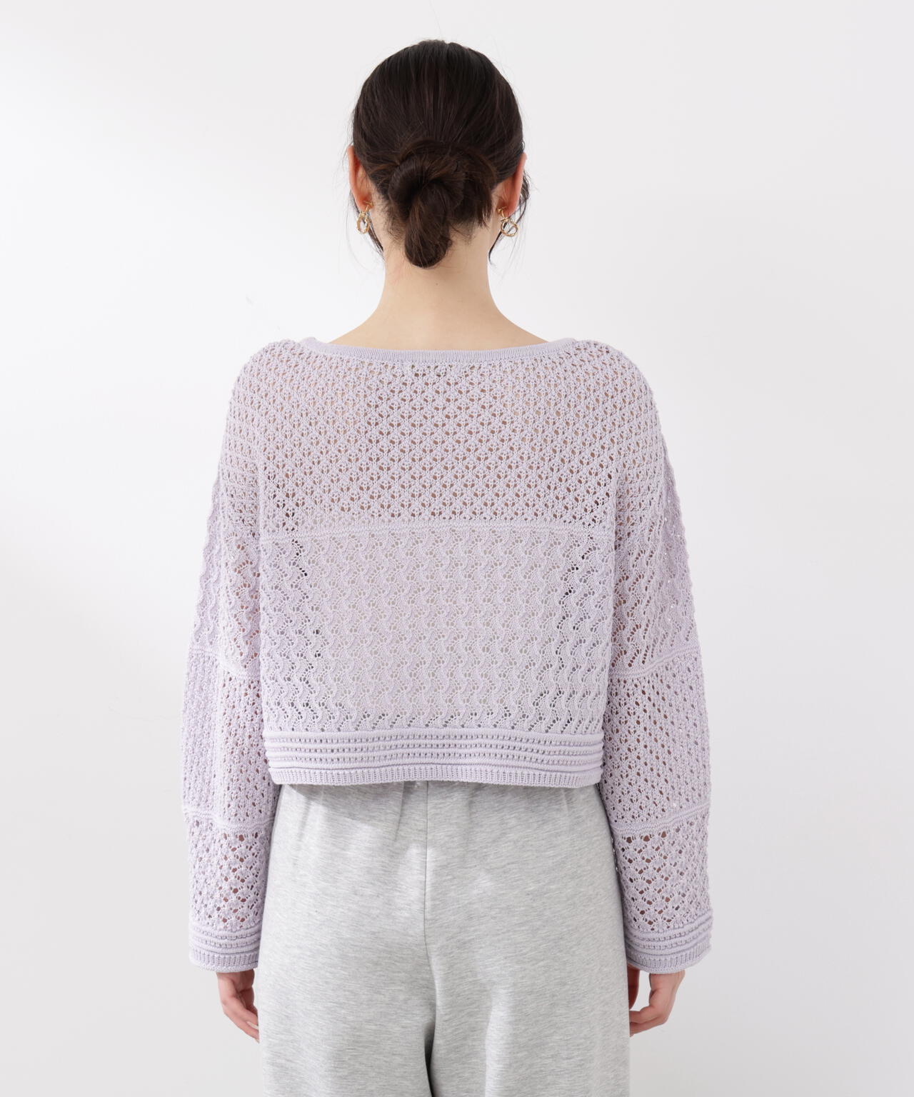 透かし編みボックスニット