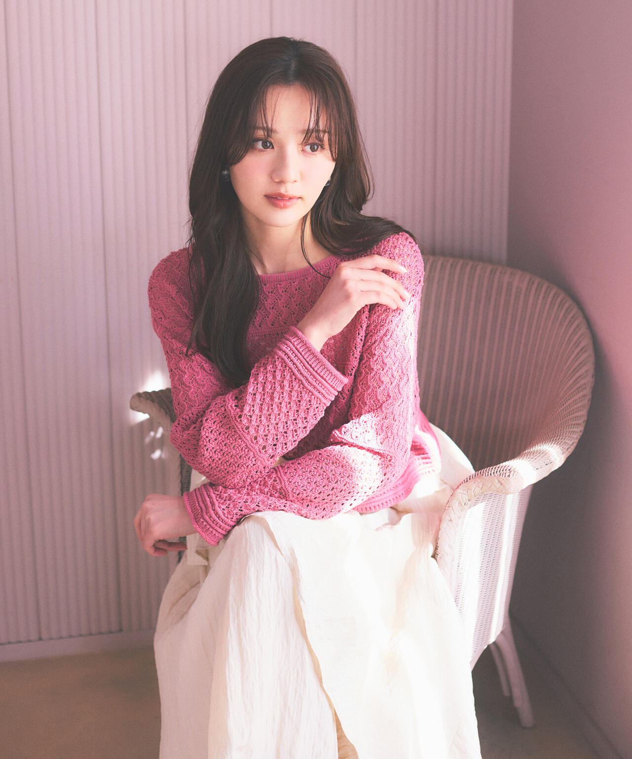 透かし編みボックスニット