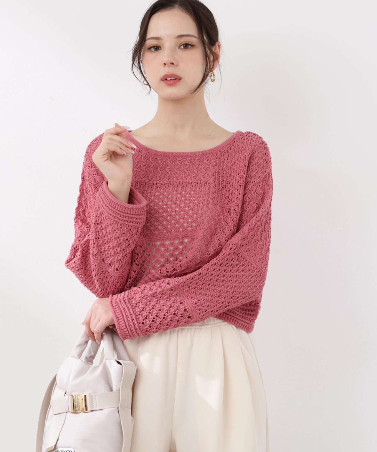 透かし編みボックスニット