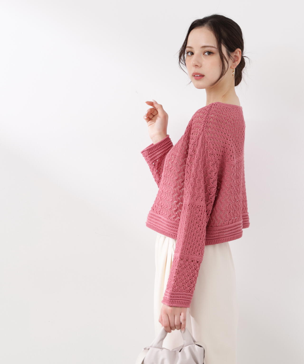 透かし編みボックスニット