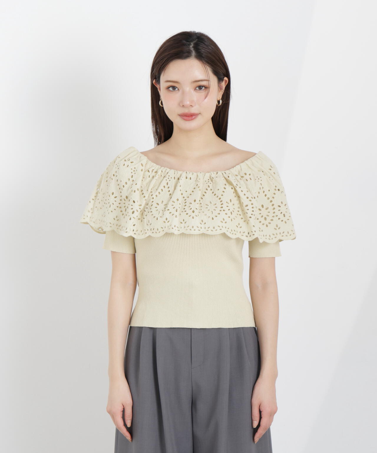 スカラップレースオフショルニット | PROPORTION BODY DRESSING