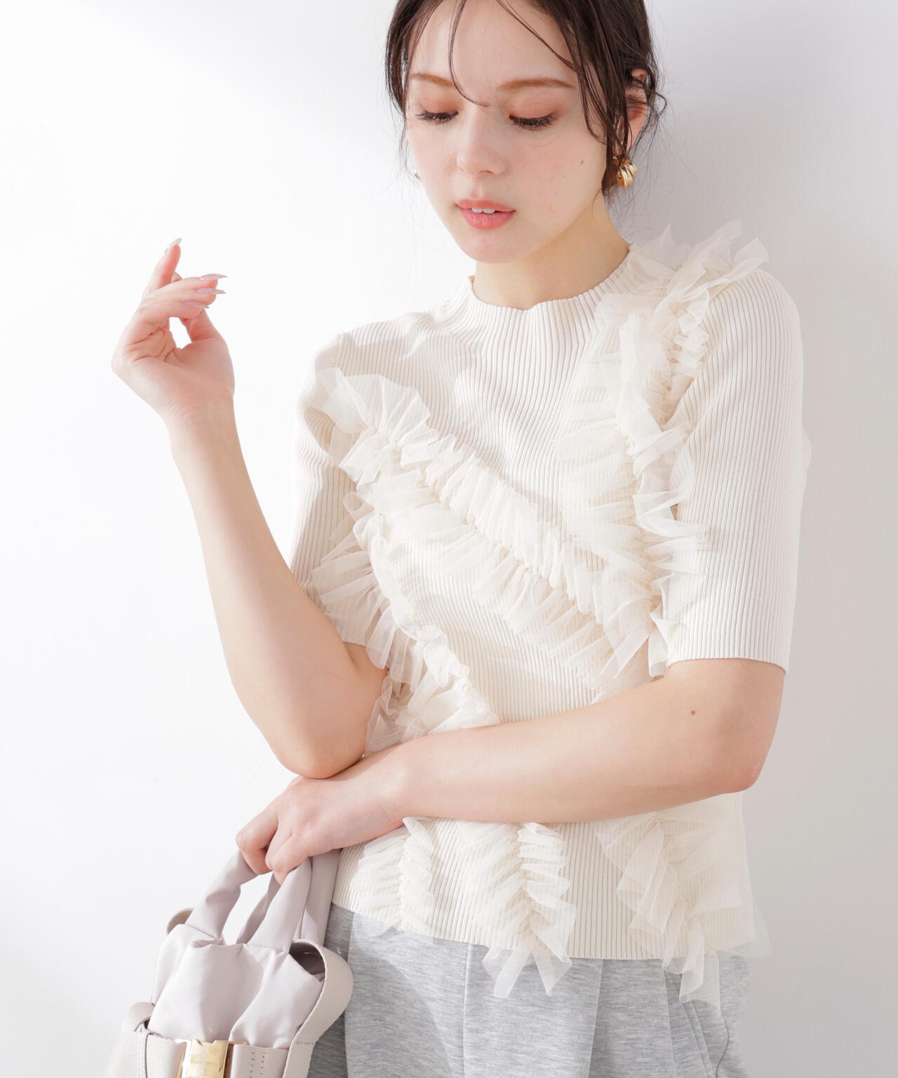 チュールフリル付きニット | PROPORTION BODY DRESSING