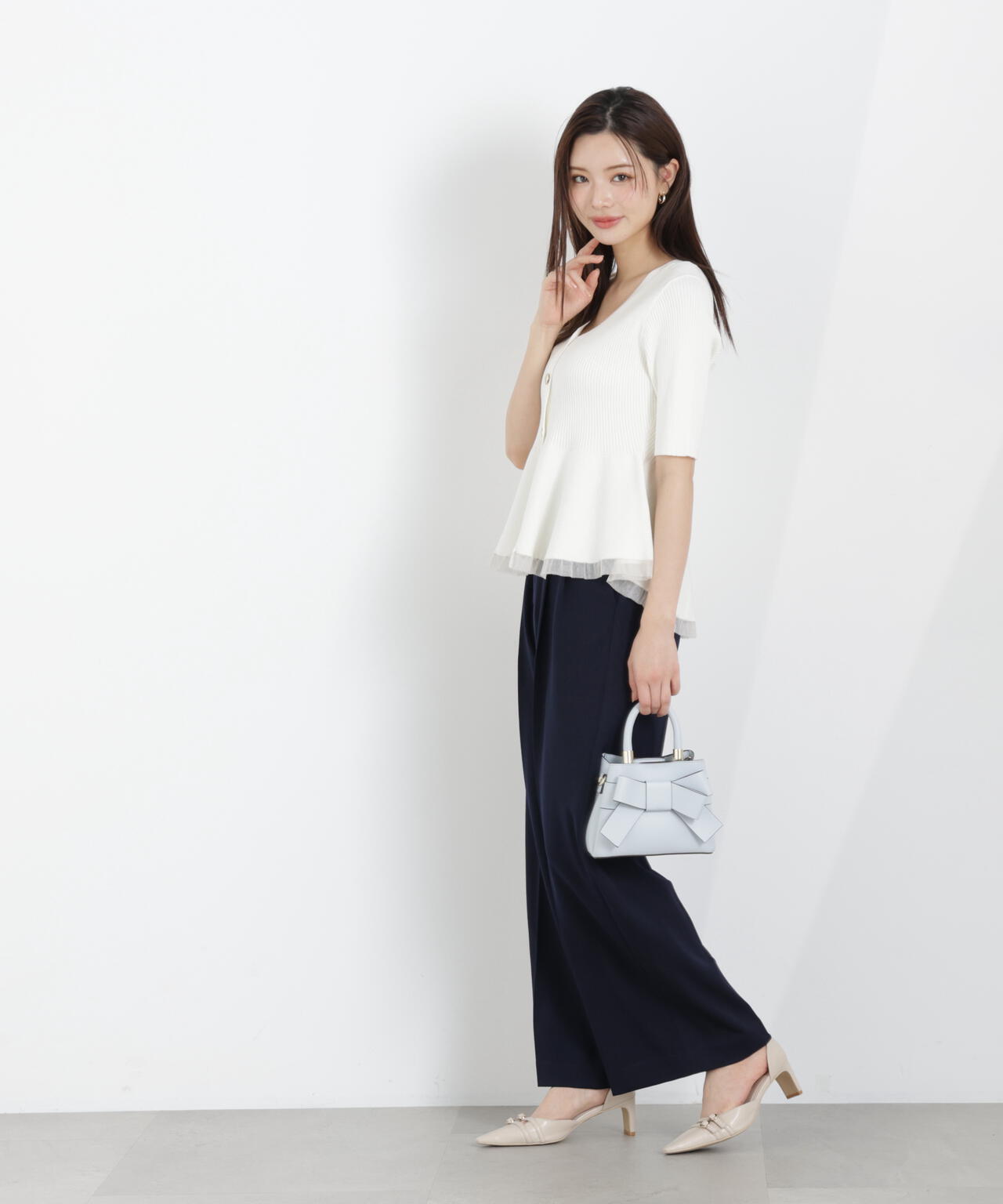 部分シアーペプラムニット | PROPORTION BODY DRESSING