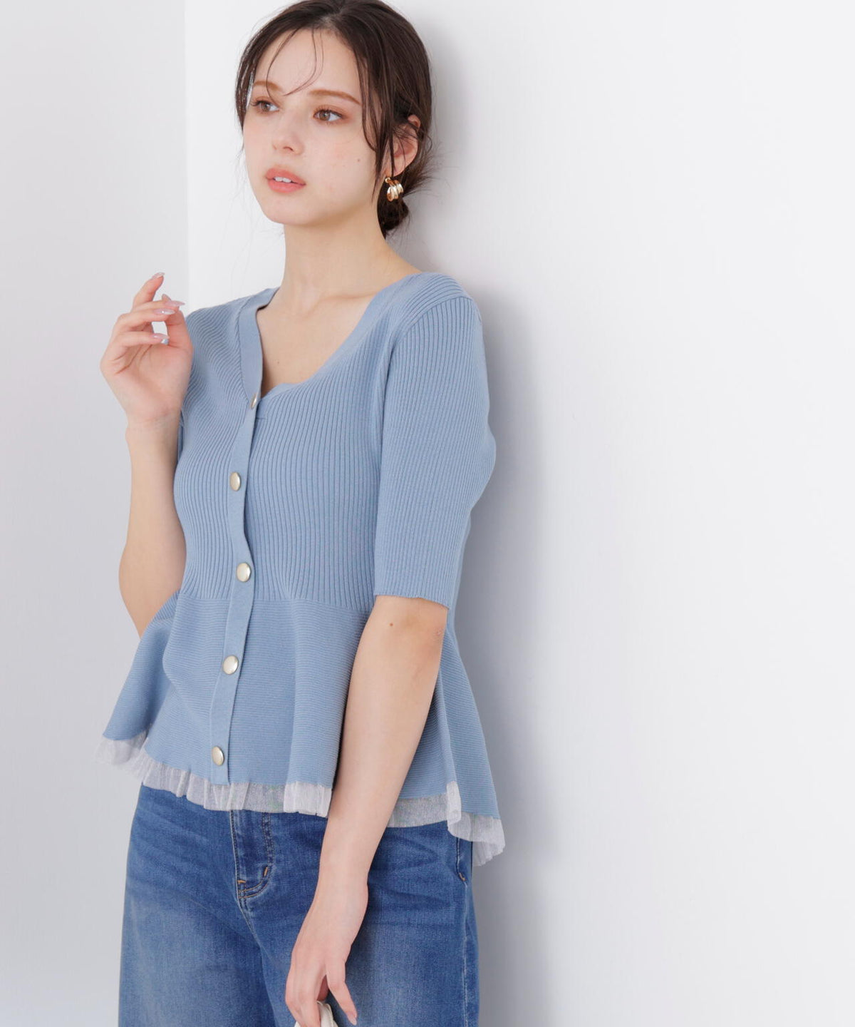 部分シアーペプラムニット | PROPORTION BODY DRESSING 