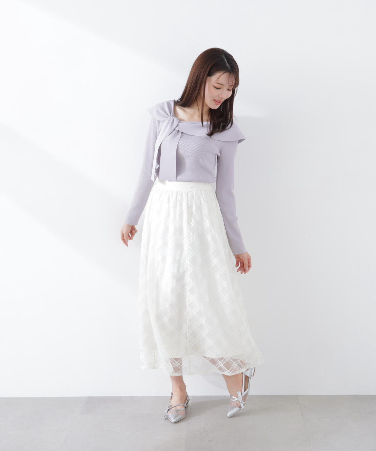 ＜ウォッシャブル/UV＞アシメケープニットトップス【WEB・一部店舗限定】