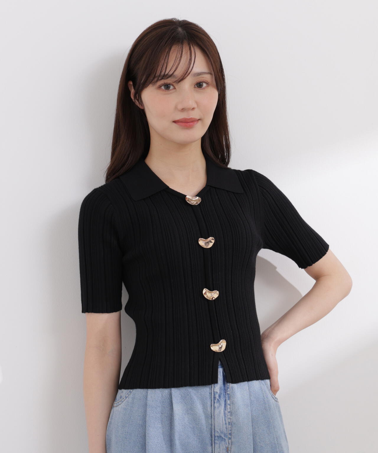 衿付きランダムリブニット | PROPORTION BODY DRESSING