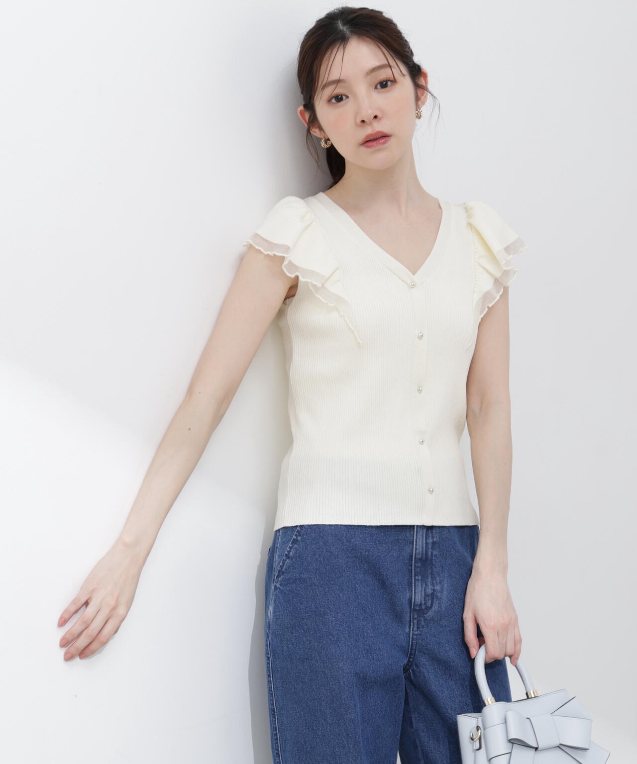部分シアーラッフルニット | PROPORTION BODY DRESSING