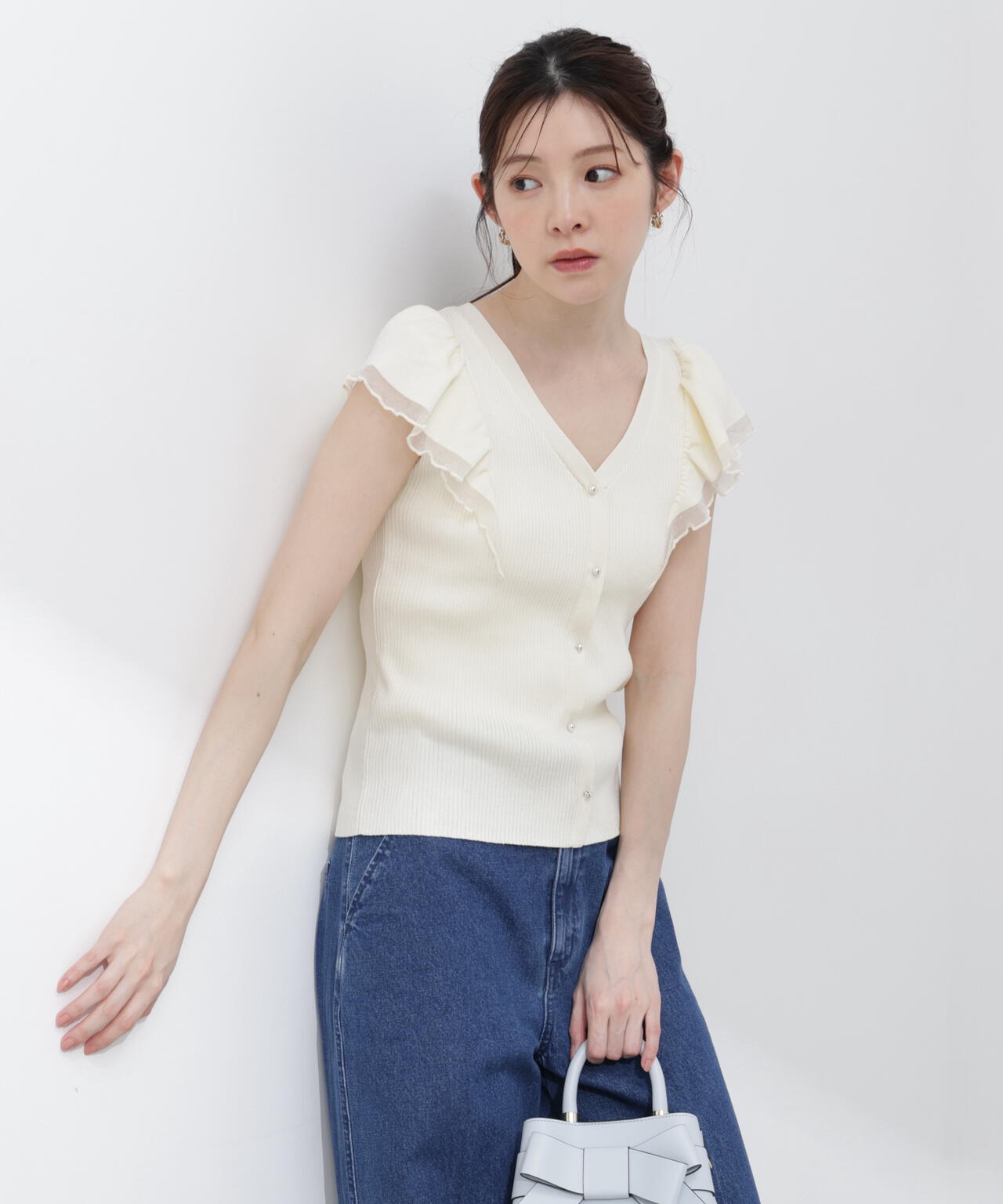 プロポーションボディドレッシング☆ラッフルフラワーエンブロイダリーニット プロポーションボディドレッシング PROPORTION BODY DRESSING フラワー