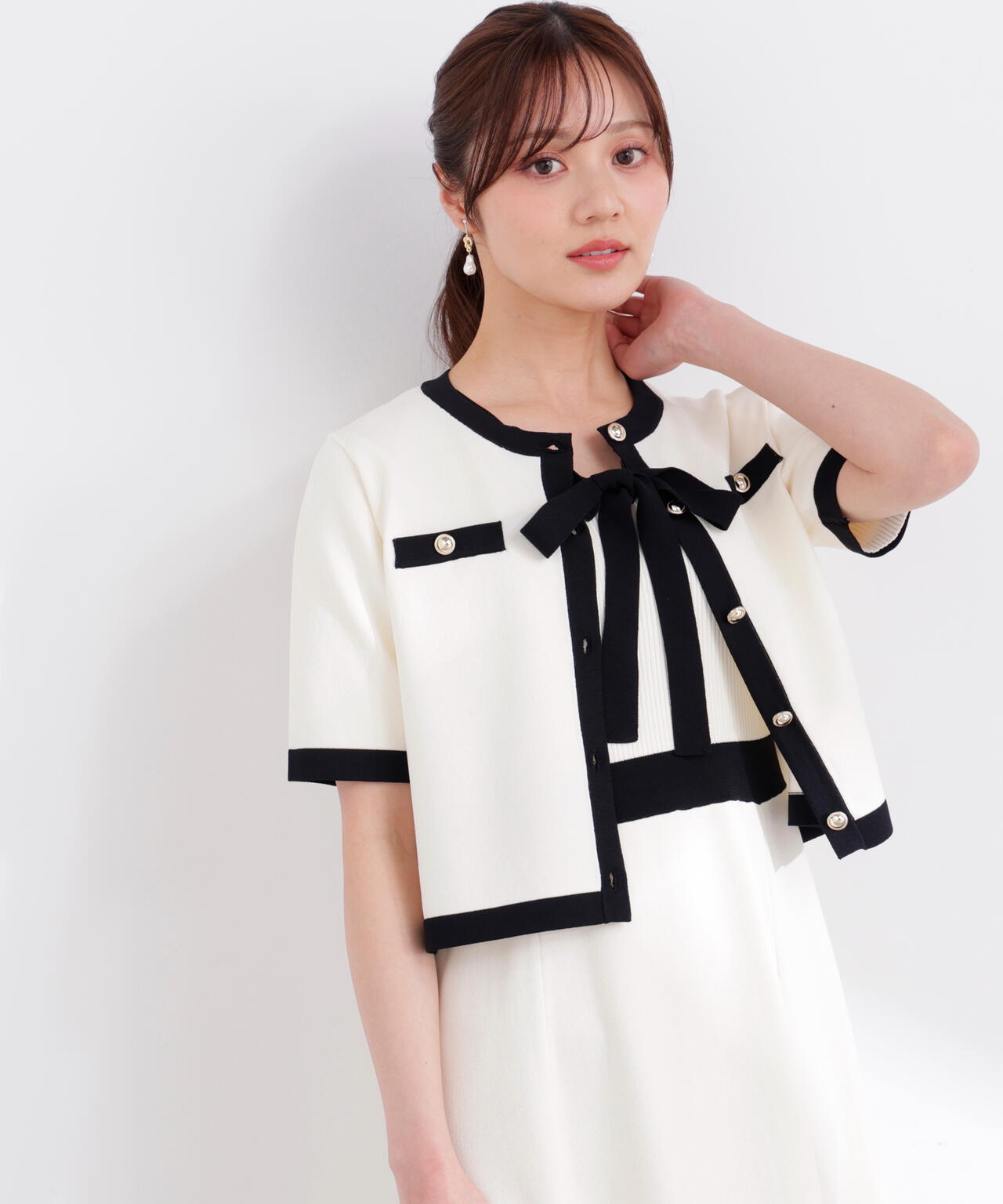 PROPORTION BODY DRESSING カーディガン ハーフスリーブバイカラーニットカーディガン | PROPORTION BODY