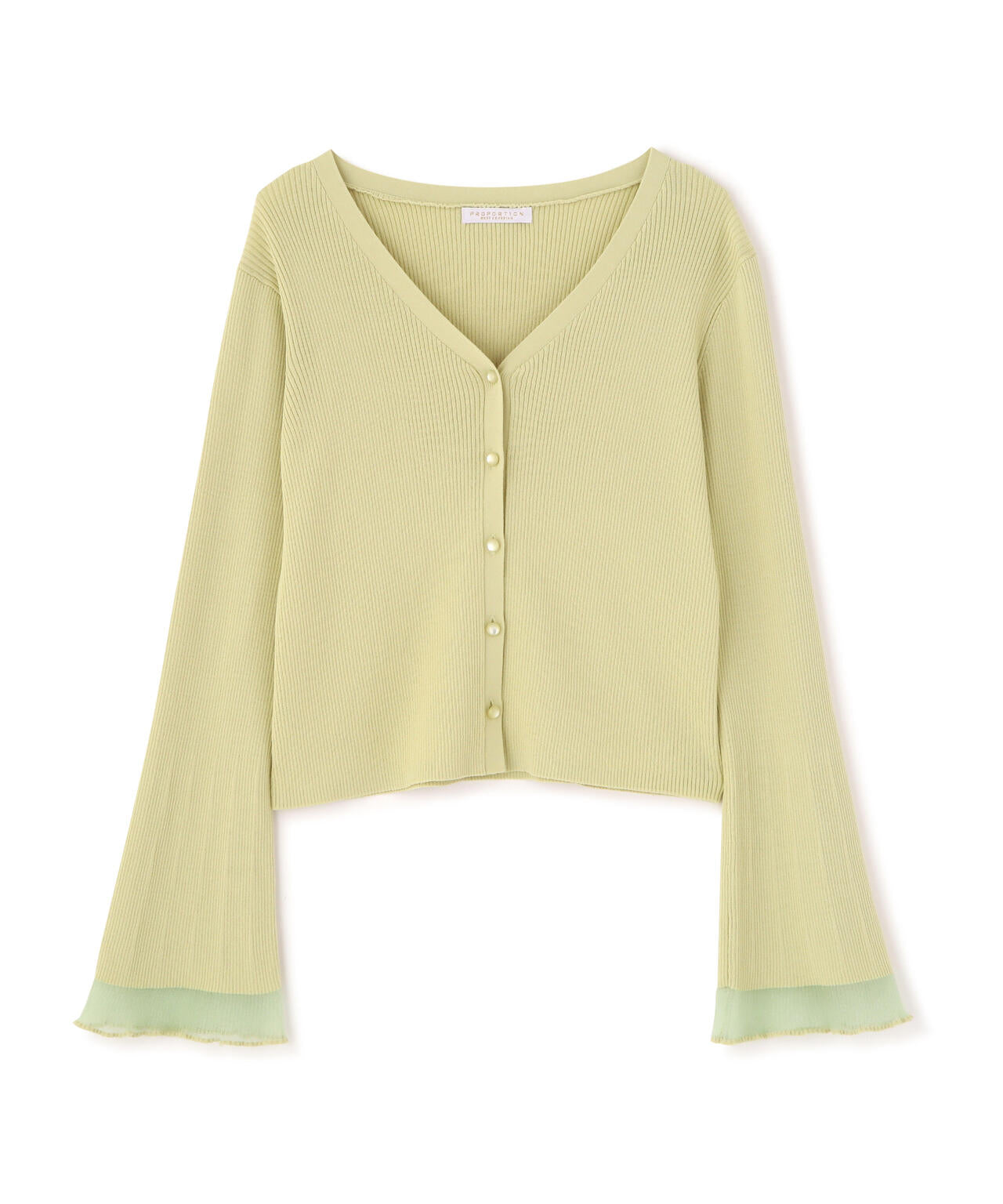 PROPORTION BODY DRESSING - カーディガン 部分シアーリブカーディガン【ピンク：WEB・一部店舗限定