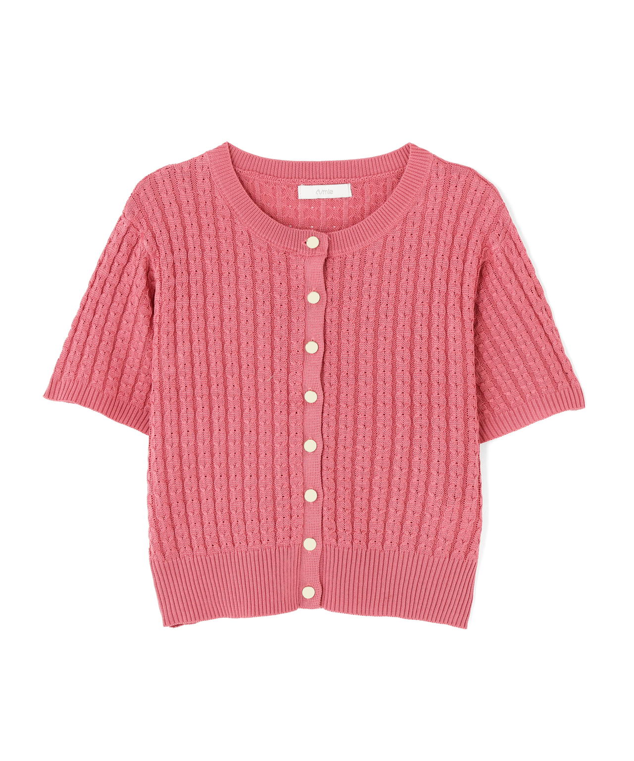 a/mie〉シルク混サマーケーブルニット【イエロー、ピンク：WEB・一部