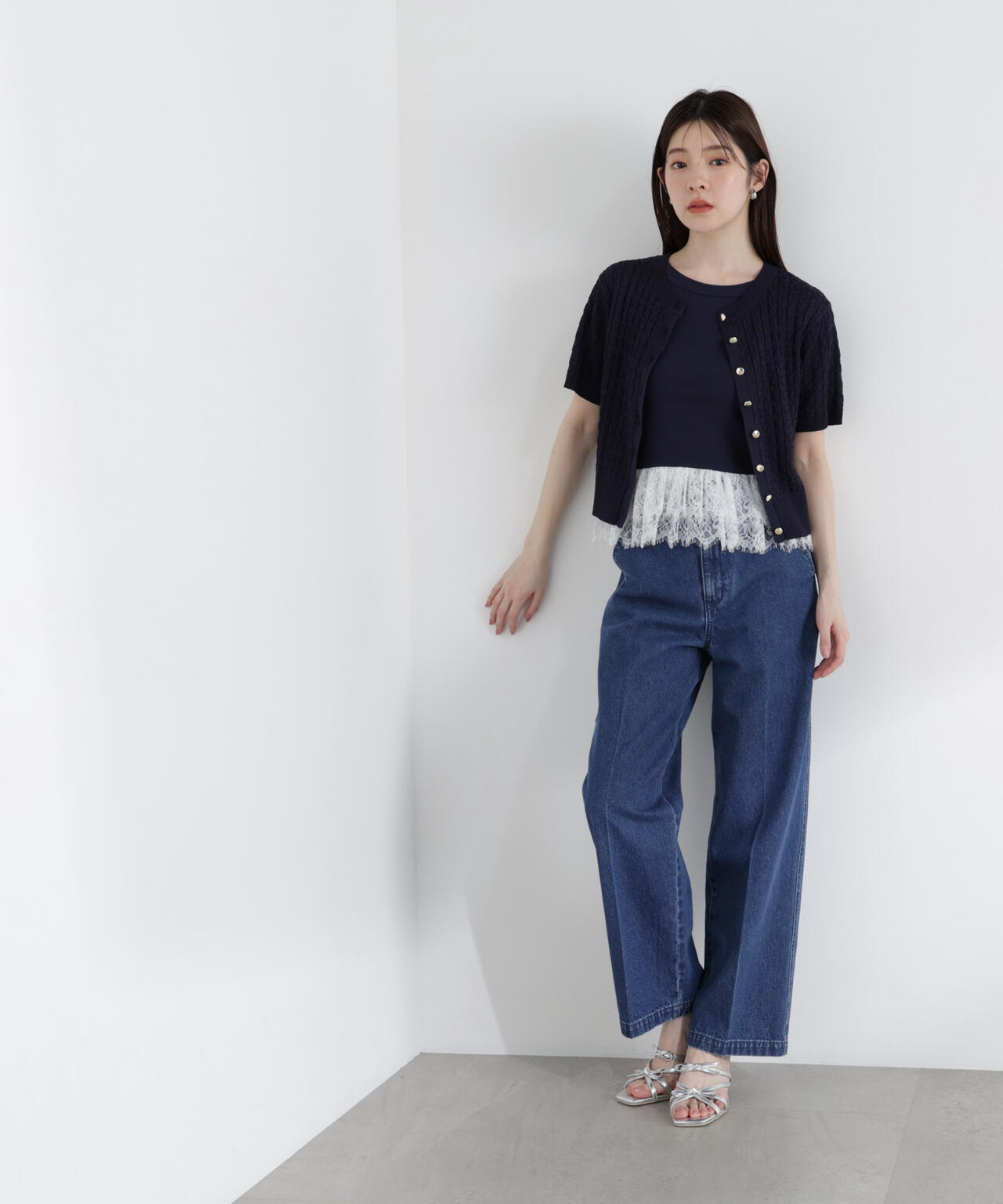 a/mie〉シルク混サマーケーブルニット【イエロー、ピンク：WEB・一部