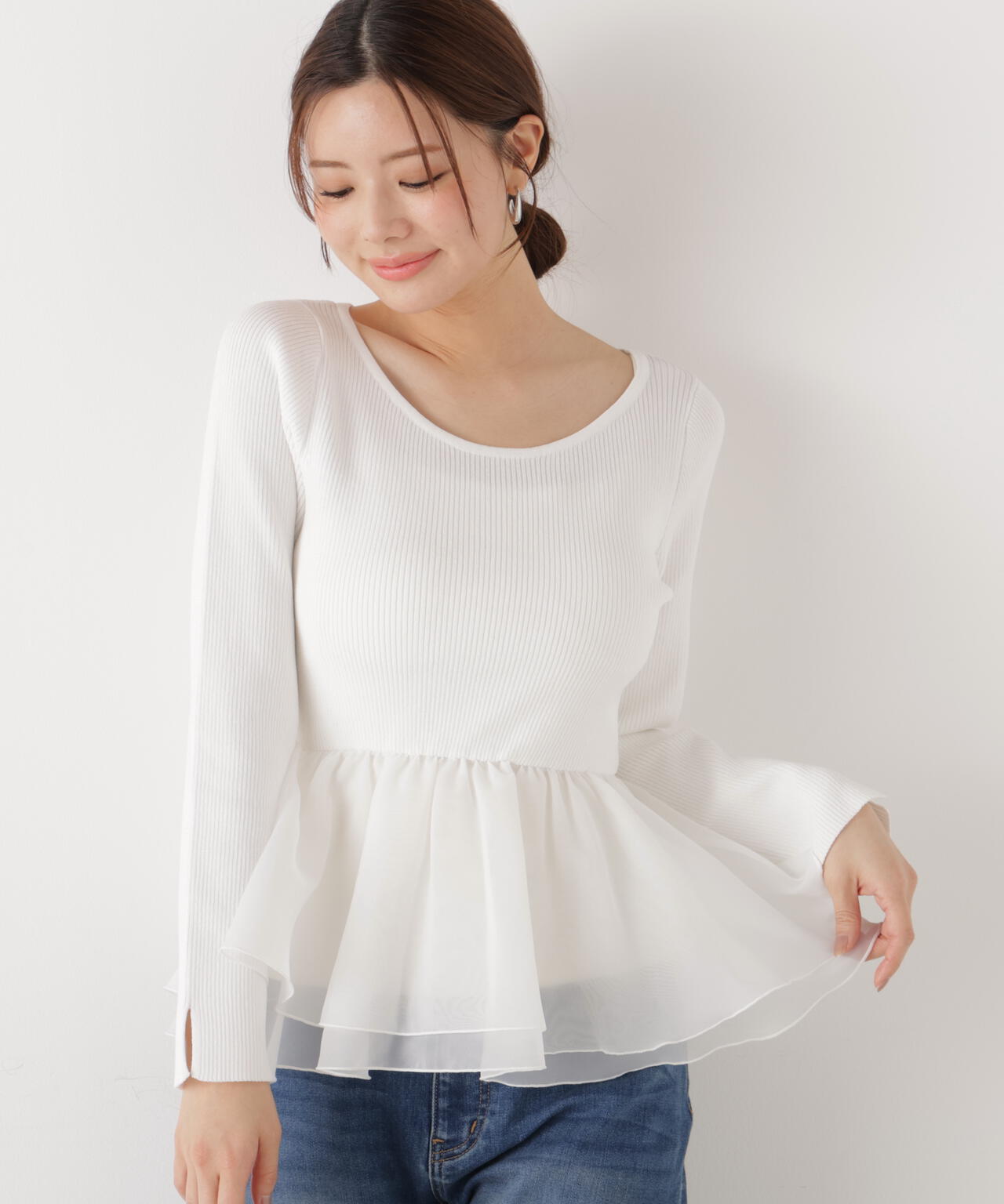 a/mie〉シアーペプラムリブニット | PROPORTION BODY DRESSING