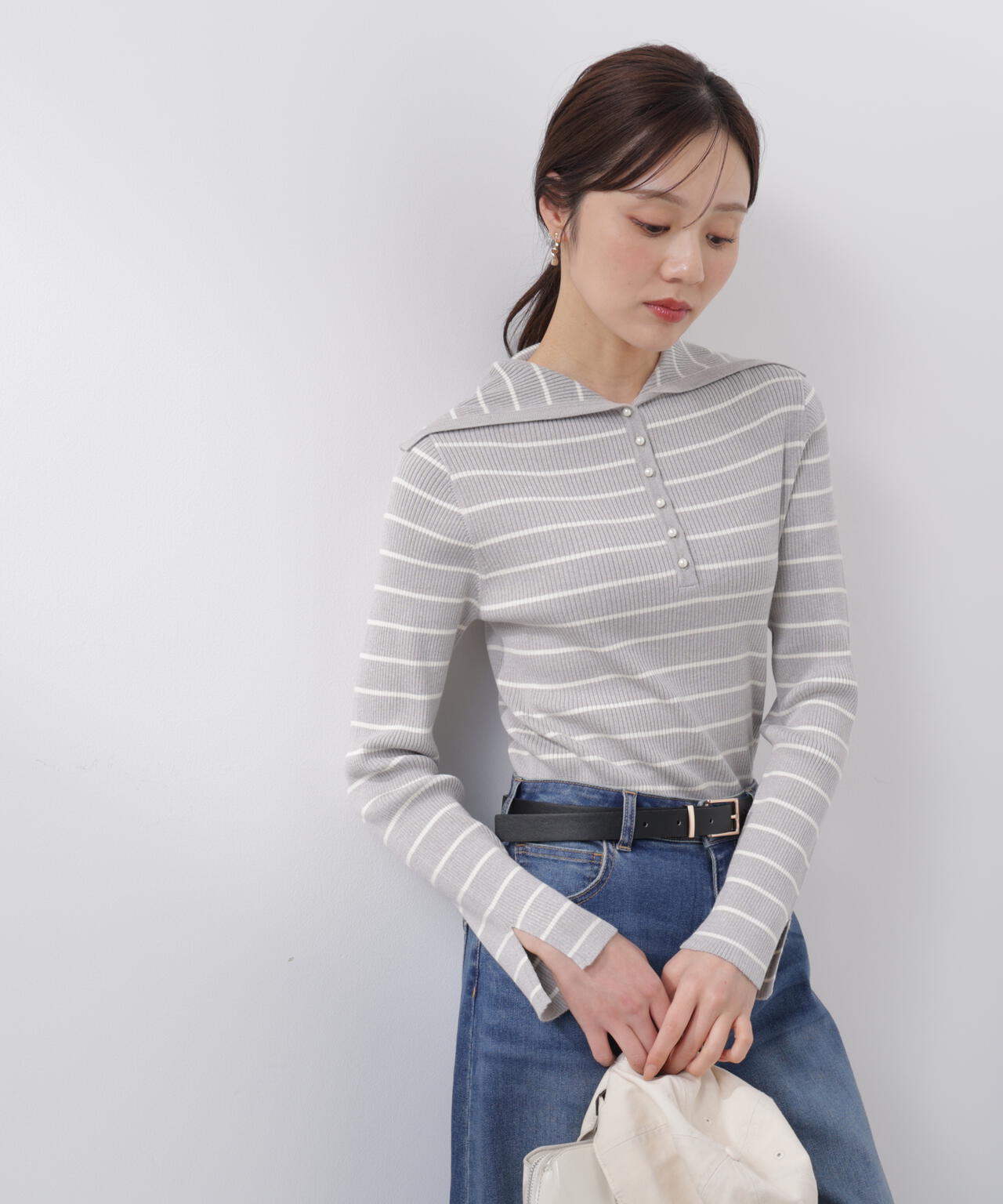 a/mie〉ビッグカラーリブニット | PROPORTION BODY DRESSING