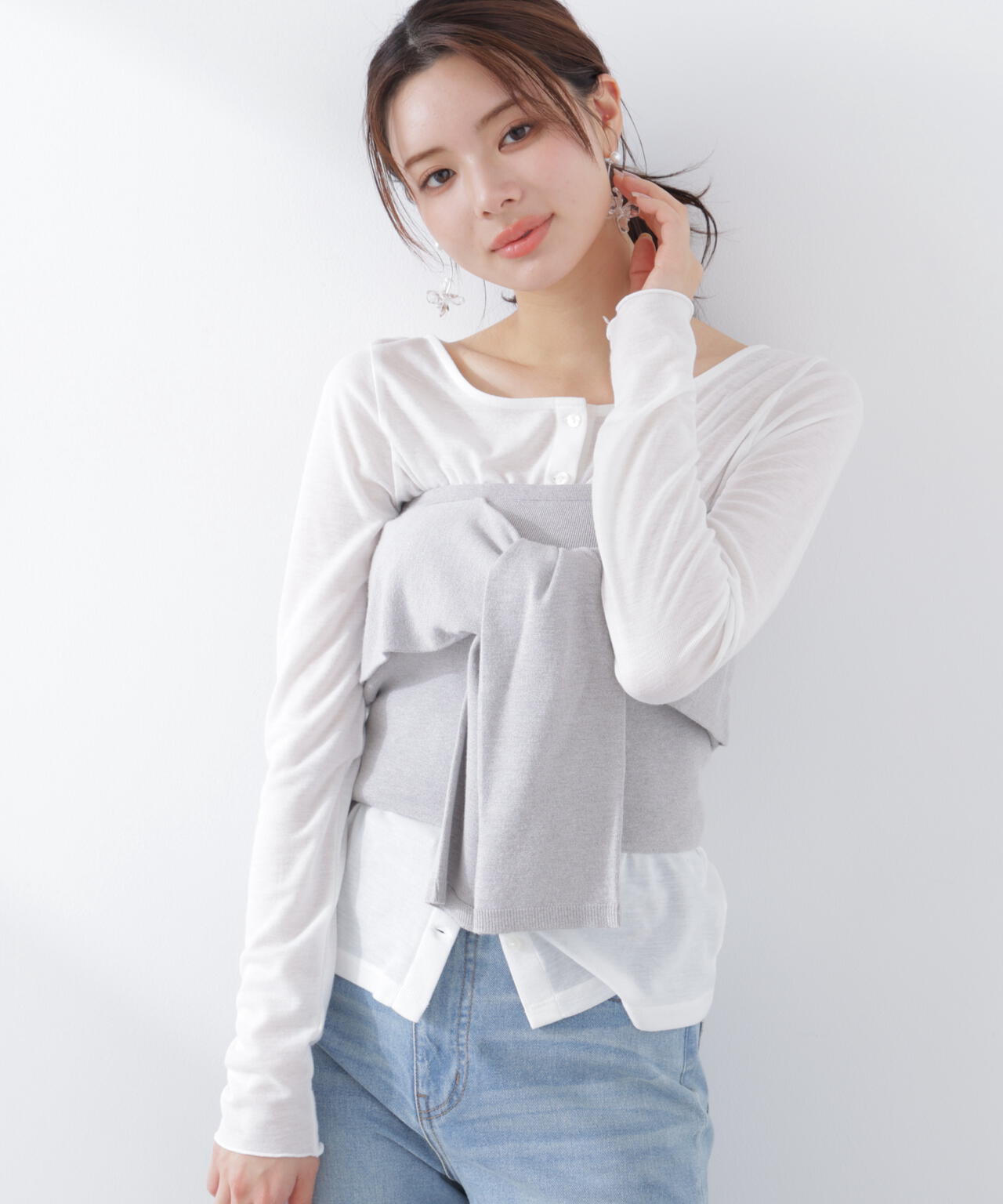 〈a/mie〉リボンニットビスチェ