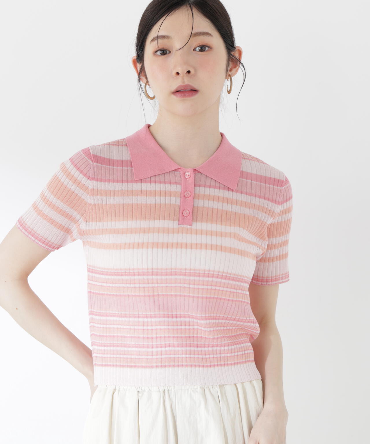 a/mie〉ソフトシアーポロ衿ニットトップス | PROPORTION BODY DRESSING