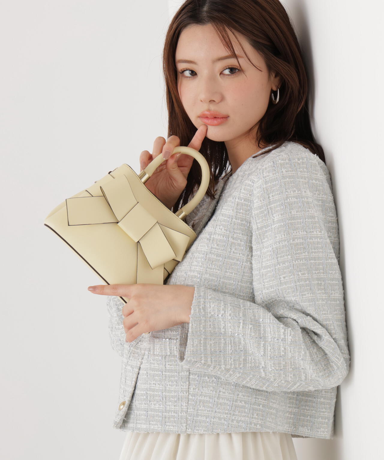 フロントリボンバッグミニ【ブラック・アイボリー：official site