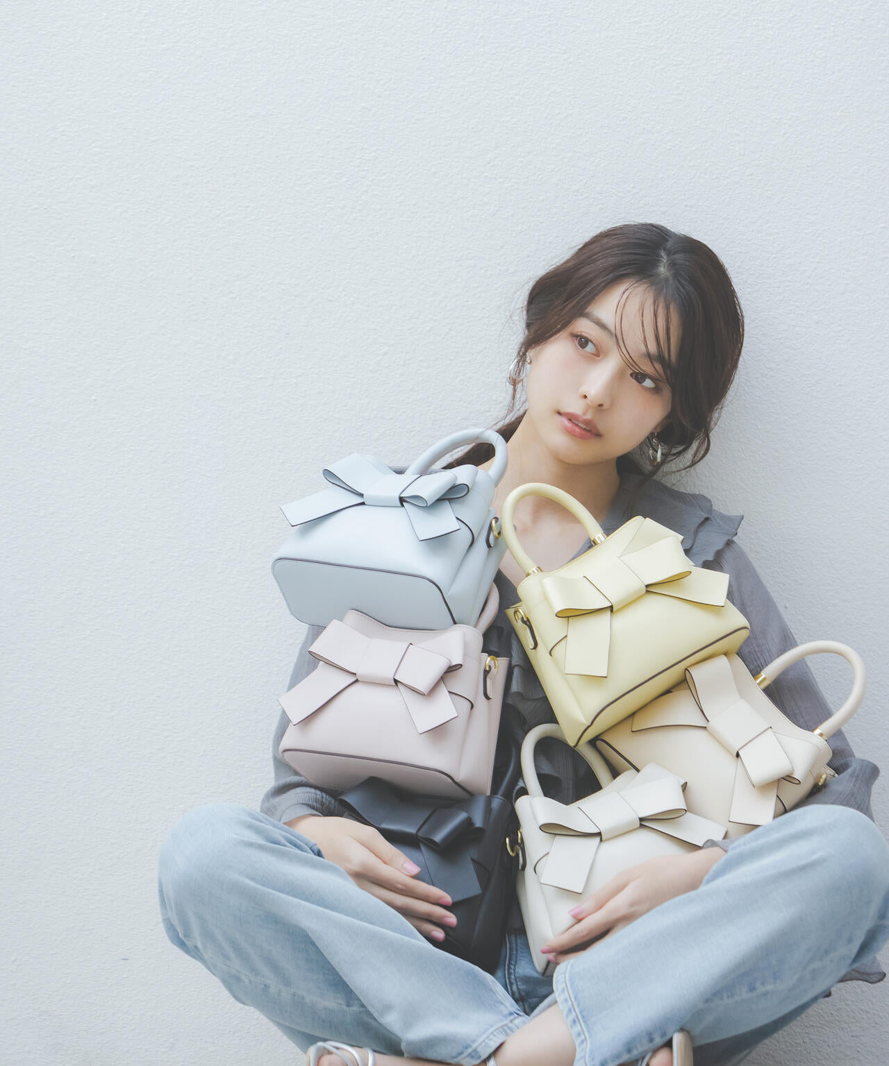 定価7万 カルヴェン シルク ボウタイ バックリボン カットソー ホワイト フロントリボンバッグミニ | PROPORTION BODY DRESSING