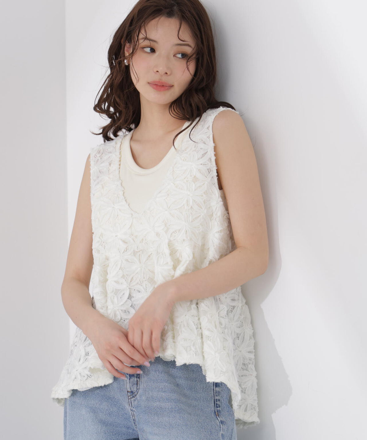 立体レースペプラムブラウス | PROPORTION BODY DRESSING 