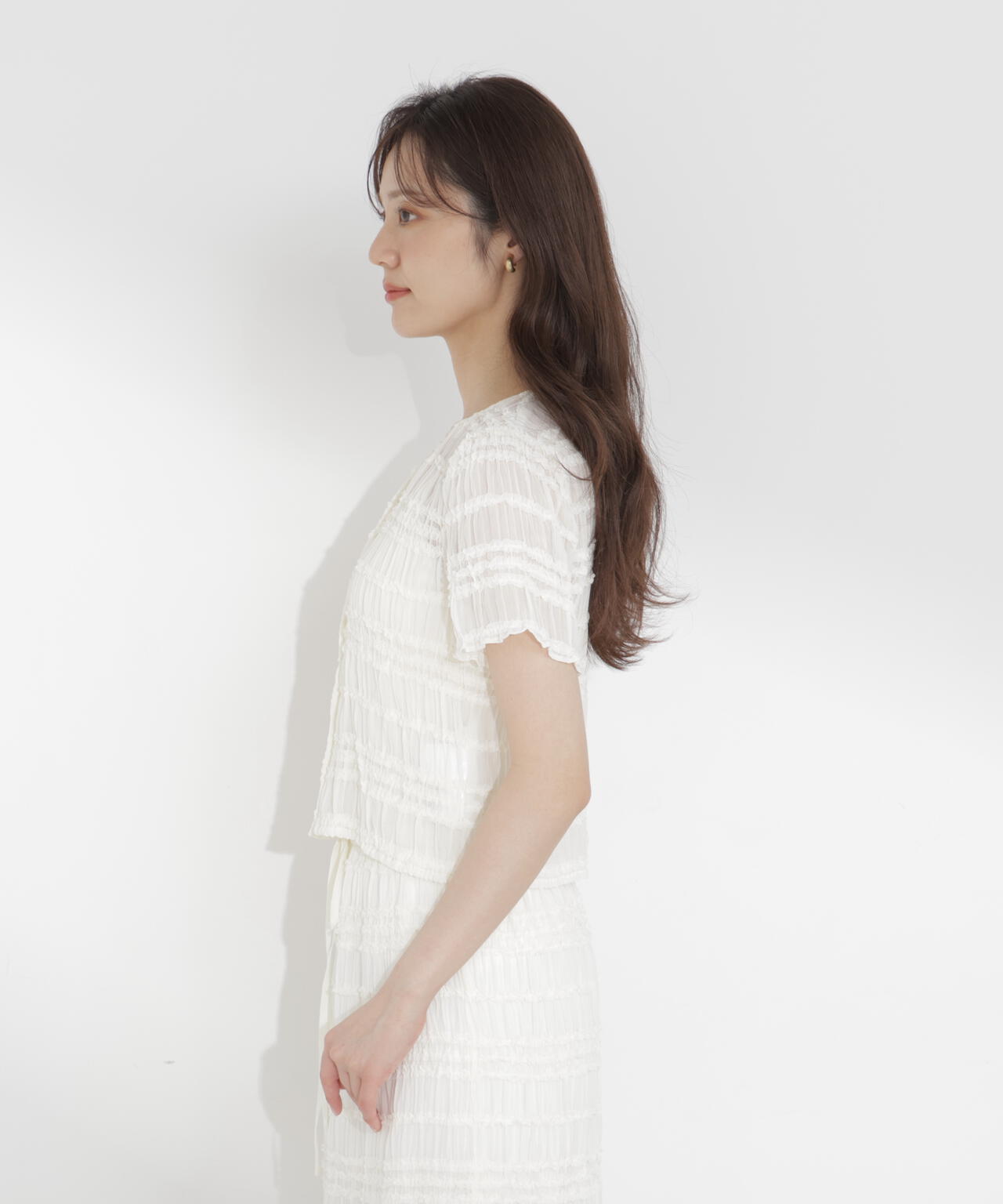 a/mie＞フリルシャーリングブラウス | PROPORTION BODY DRESSING
