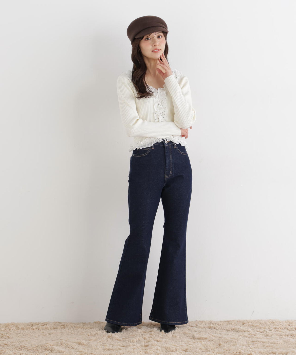 ＜一部追加生産予約＞＜加藤栞さん着用＞＜a/mie＞フレアーデニムパンツ