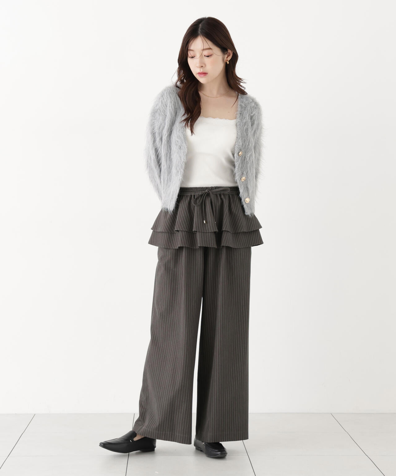 a/mie＞ペプラムピンストライプパンツ | PROPORTION BODY DRESSING