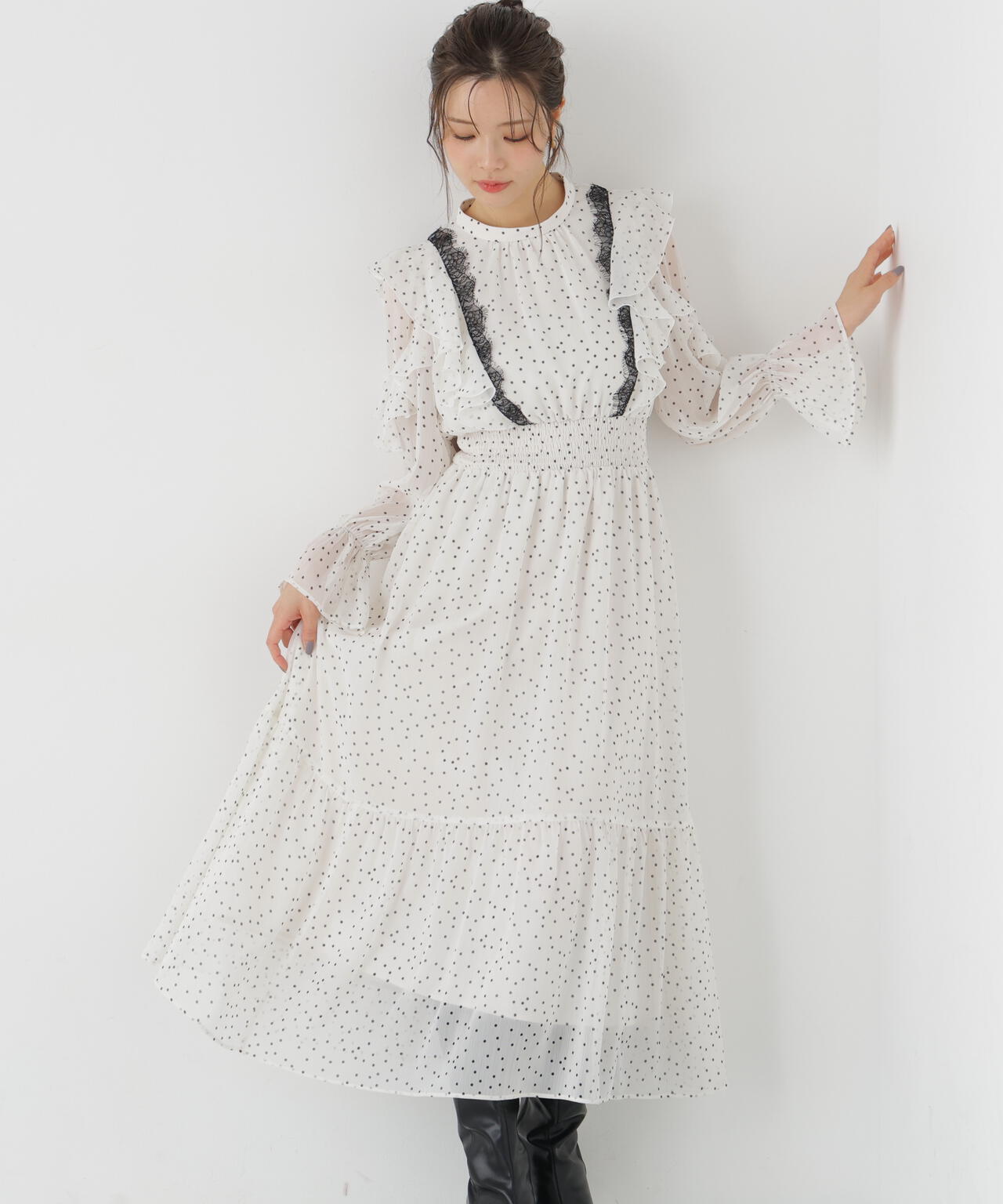 レース付きフリルワンピース | PROPORTION BODY DRESSING