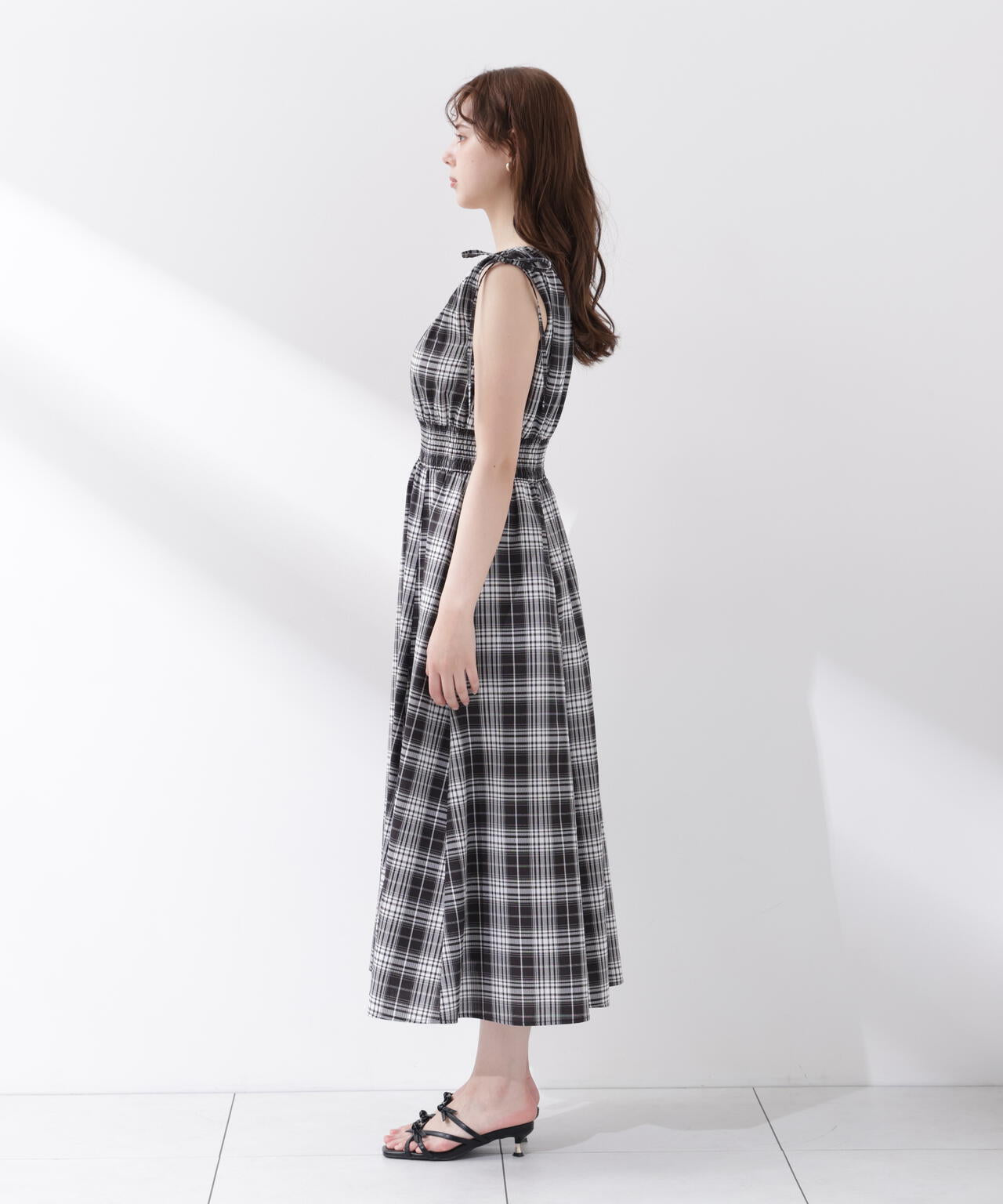 キャロラインボスマンズ　小人柄　ワンピース　10y ショルダーリボンギャザーワンピース | PROPORTION BODY DRESSING