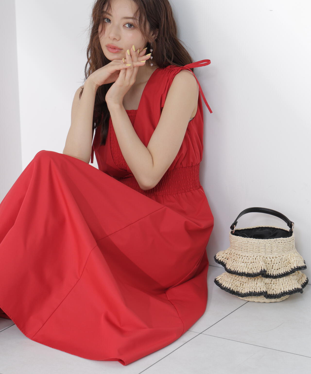 中川紅葉さん着用＞ショルダーリボンギャザーワンピース | PROPORTION