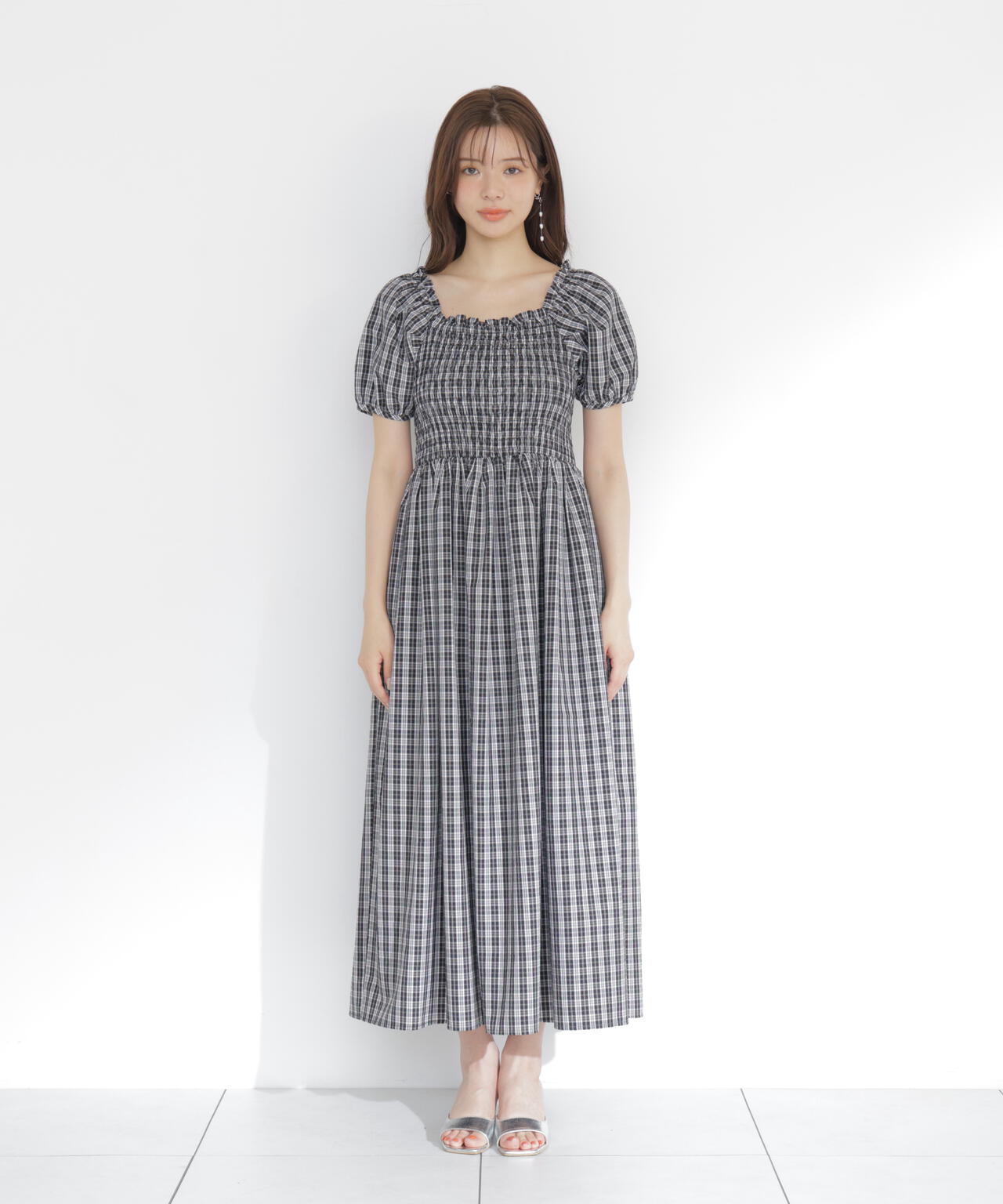 チェック柄シャーリングワンピース | PROPORTION BODY DRESSING