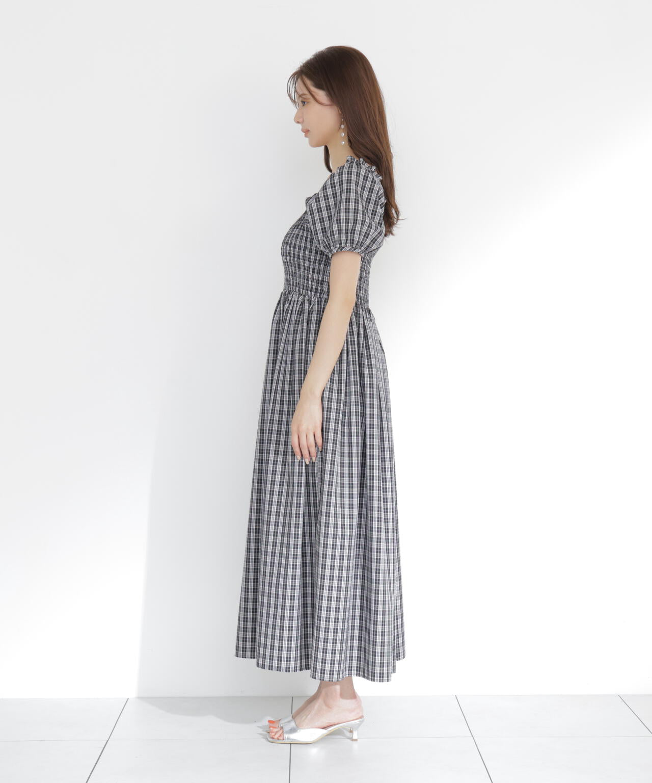 チェック柄シャーリングワンピース | PROPORTION BODY DRESSING