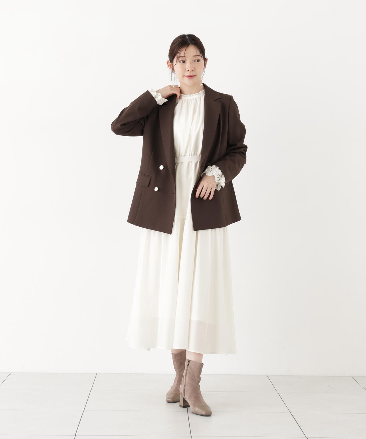 部分刺繍スリーブワンピース | PROPORTION BODY DRESSING