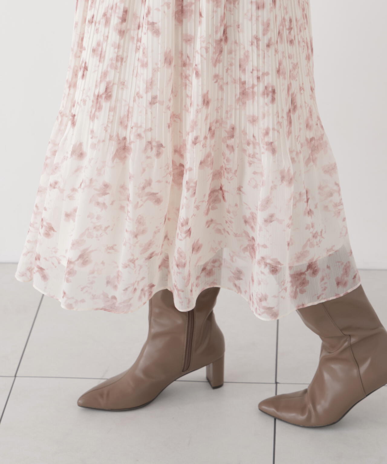 リボンプリーツ花柄ワンピース | PROPORTION BODY DRESSING