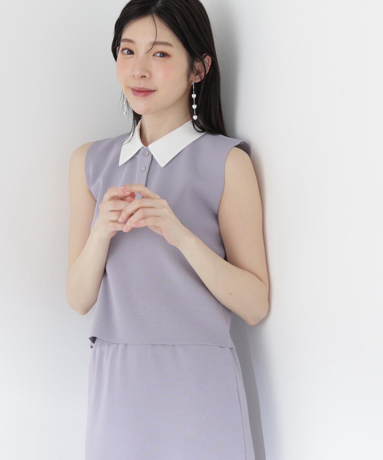 ＜青島心さん着用＞衿ドッキングニットセットアップ