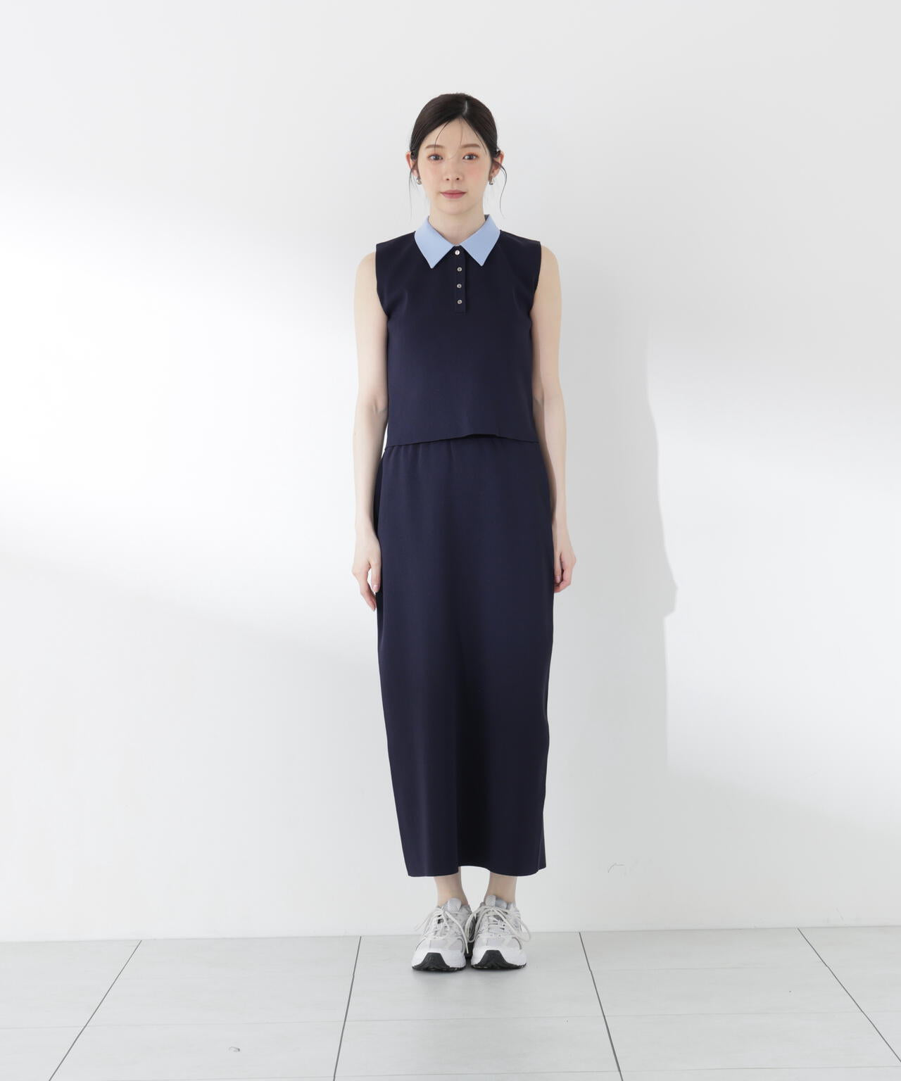 青島心さん着用＞衿ドッキングニットセットアップ | PROPORTION BODY