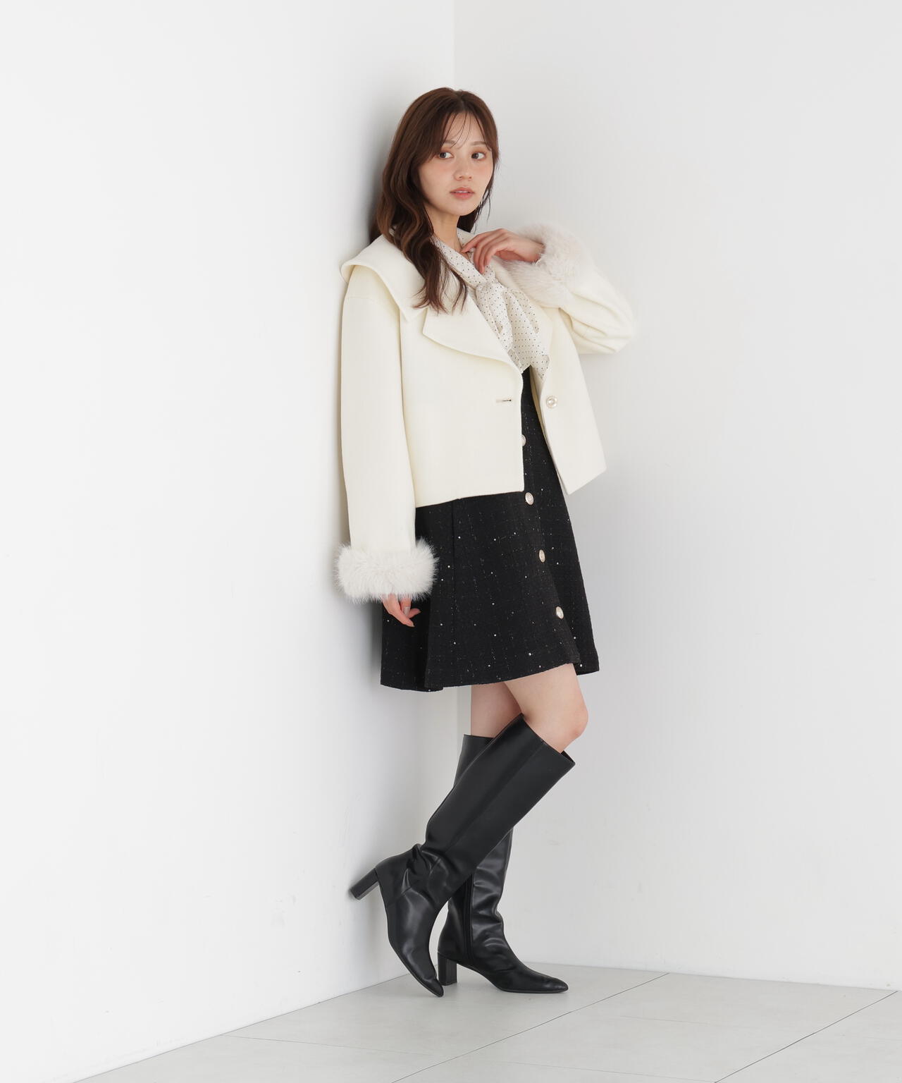 あ*ず様 PROPORTION BODY DRESSING ショート丈コート フェイクファー付きワイドカラーショートコート | PROPORTION BODY