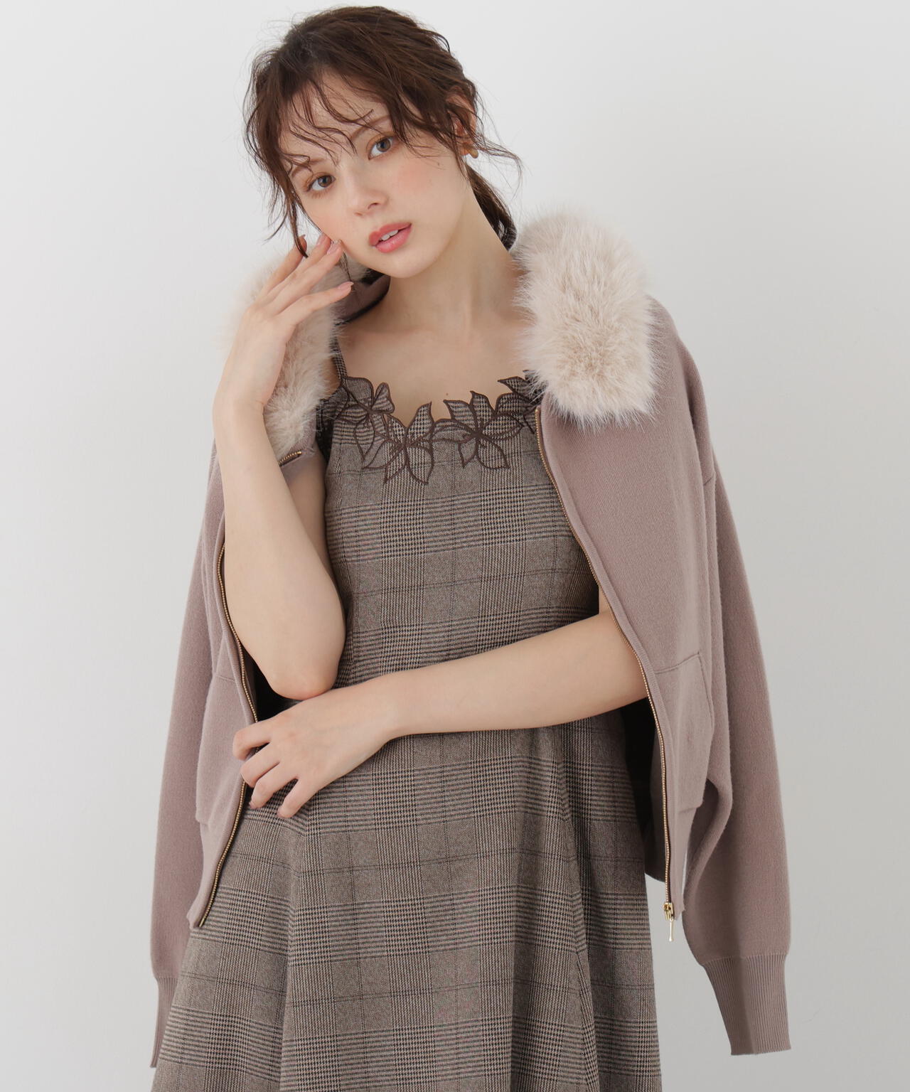 フェイクファー付きニットパーカー | PROPORTION BODY DRESSING